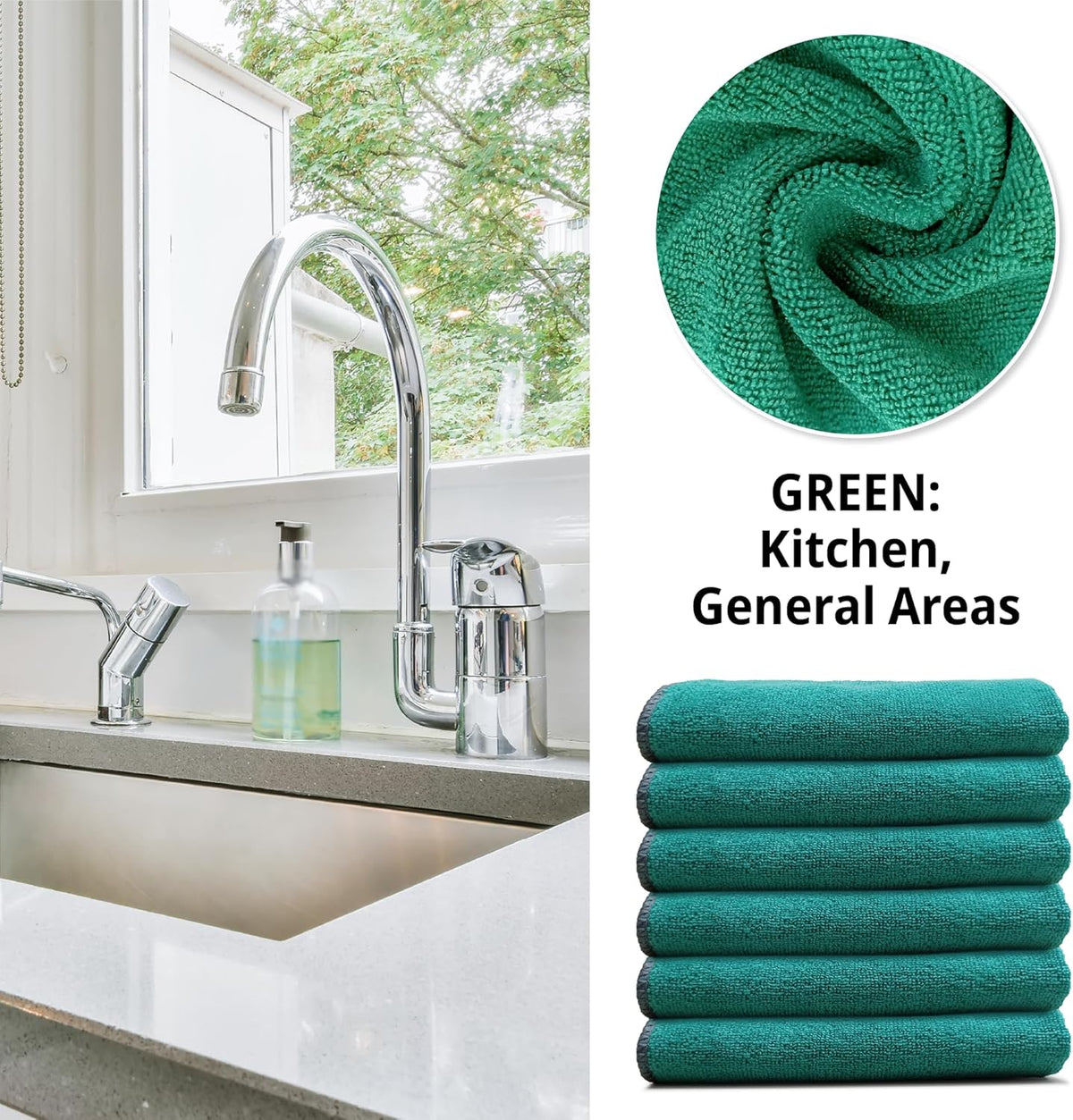 EvaClean Premium Microfiber Cleaning Cloth 16"x16" - Reusable, Washable, Non-Scratch, Microfiber