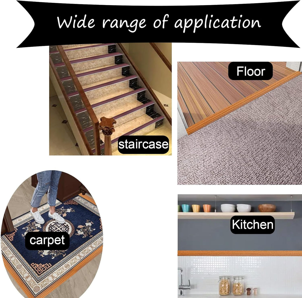 Floor Transition Strip & Self Adhesive Floor Vinyl Floor Edge Trim Laminate Floor Gap Covering