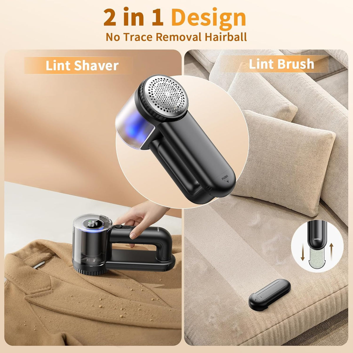 coldSky Electric Fabric Shaver & Lint Remover, Rechargeable Portable 3-Speed LED Digital Display