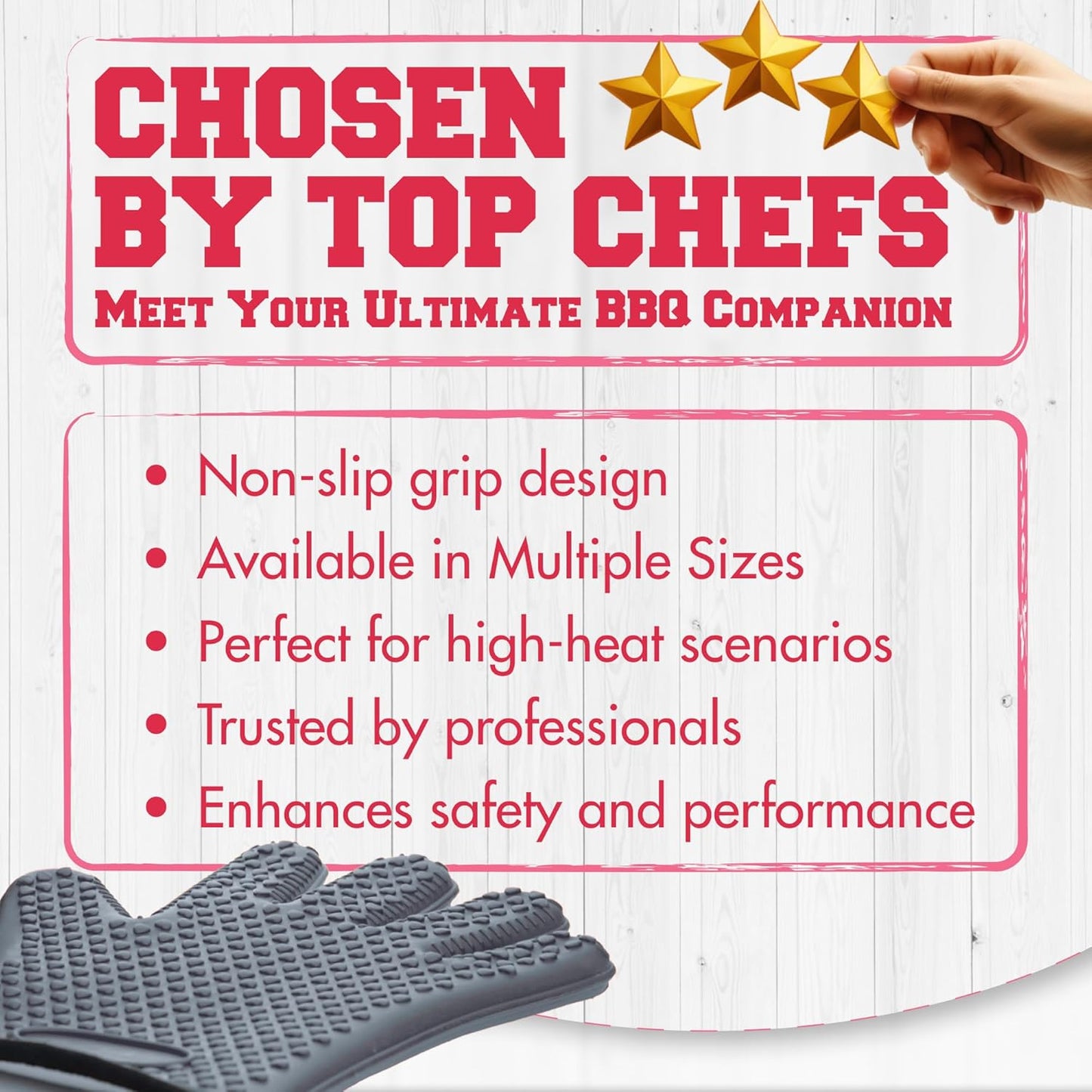 KITCHEN PERFECTION XL Silicone Smoker Oven Gloves for Women -Extreme Heat Resistant BBQ Gloves