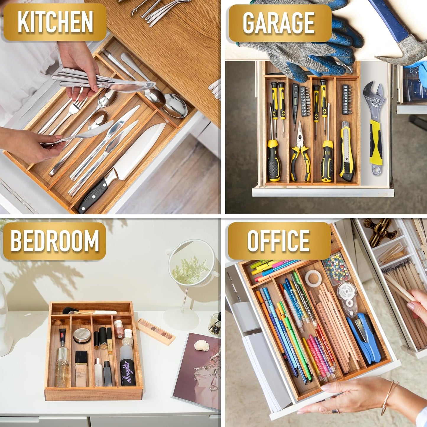Silverware Organizer Acacia Kitchen Drawer Organizer Utensil Organizer Silverware Holder Cutlery