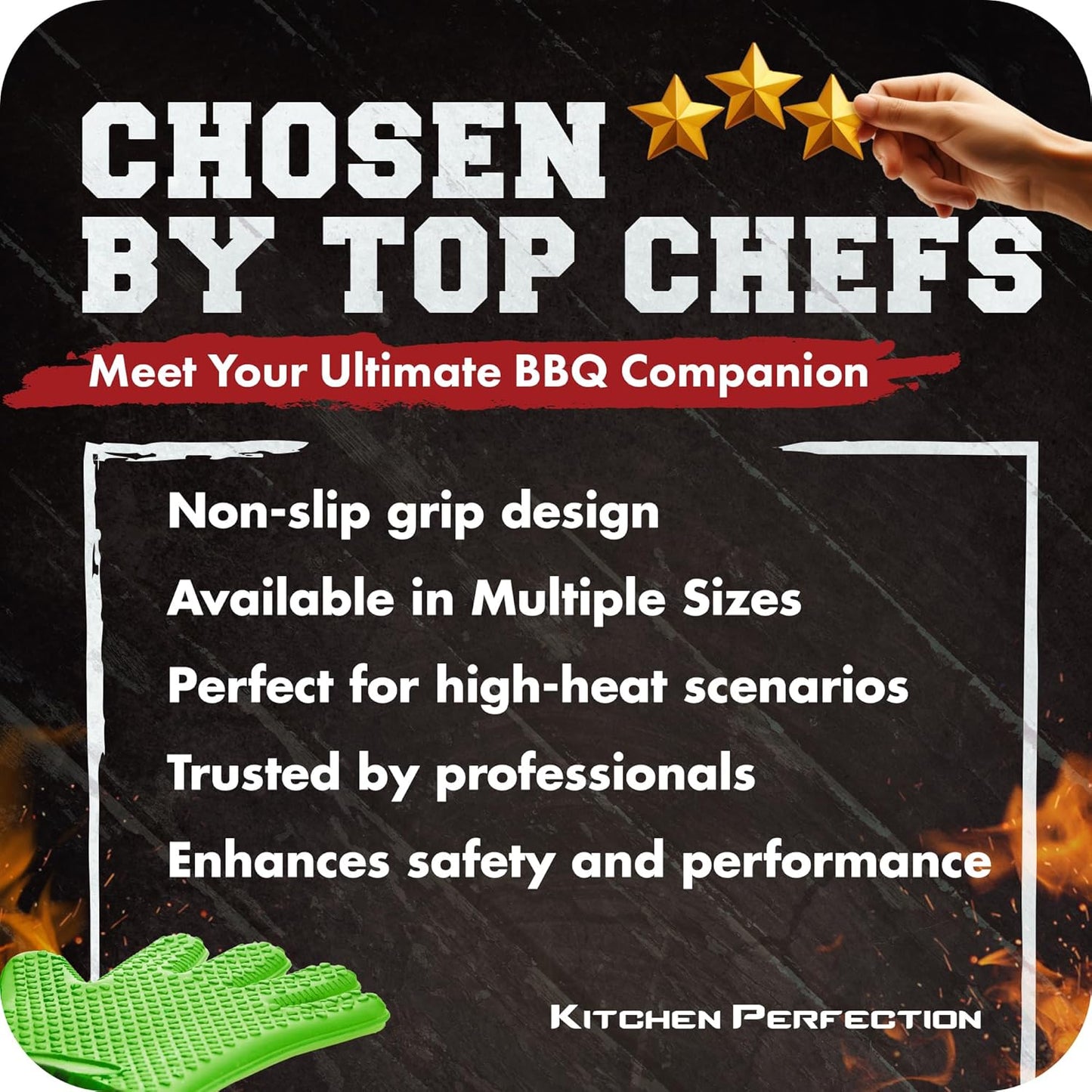 KITCHEN PERFECTION Silicone Smoker Oven Gloves -Extreme Heat Resistant BBQ Gloves-Handle Hot Food