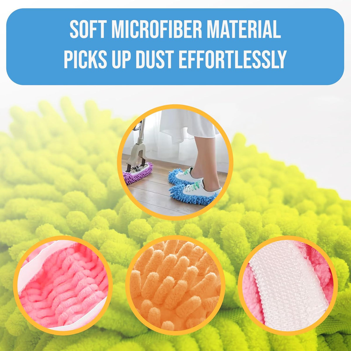 Winterlace Mop Slippers 20 Pcs (10 Pairs) Microfiber Chenille House Floor Dusting Cleaning Socks