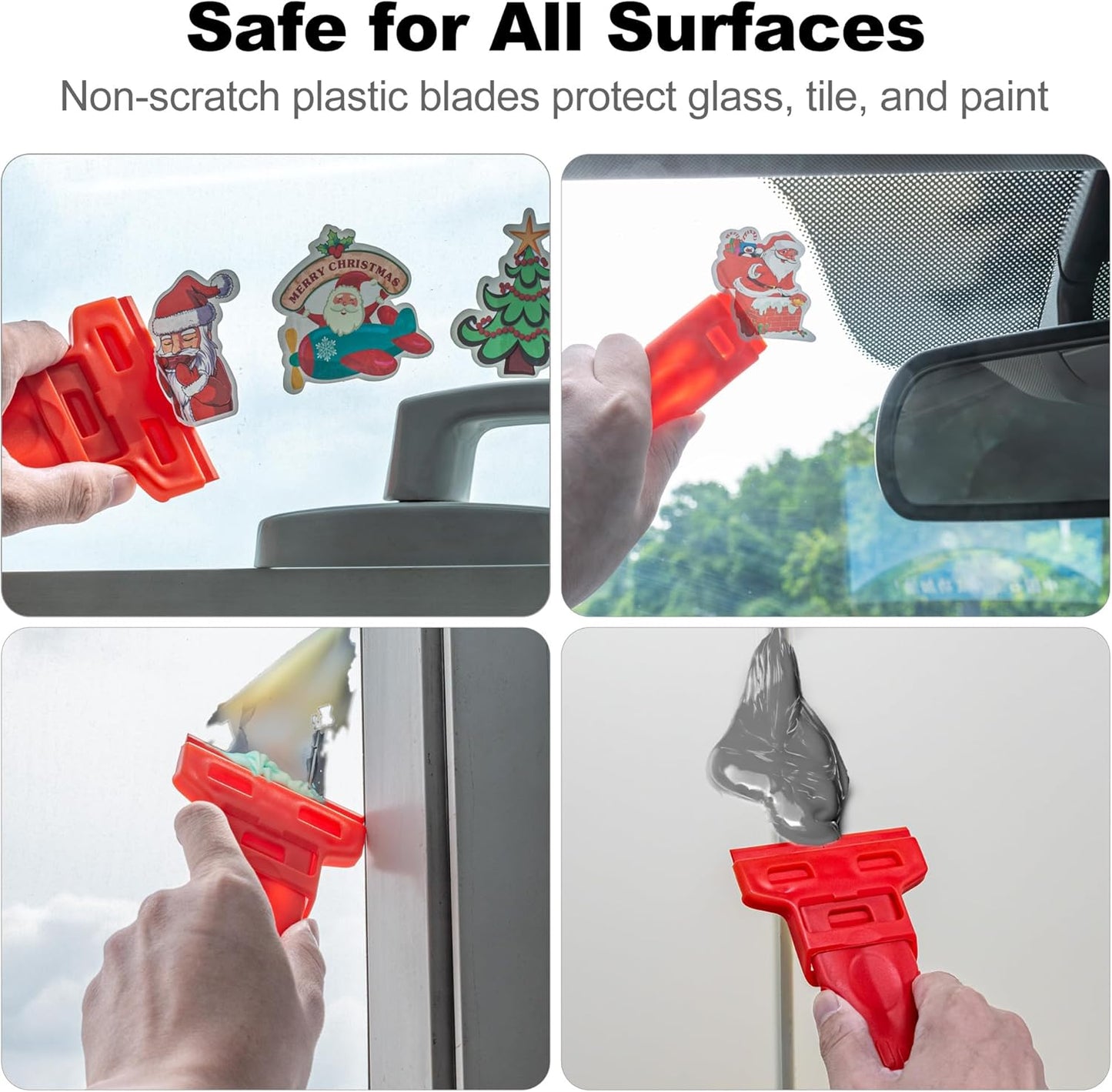 Dual-Width Plastic Razor Blade Scraper Tool Non Scratch - 2-Pack With 100 Blades, Single Or Double