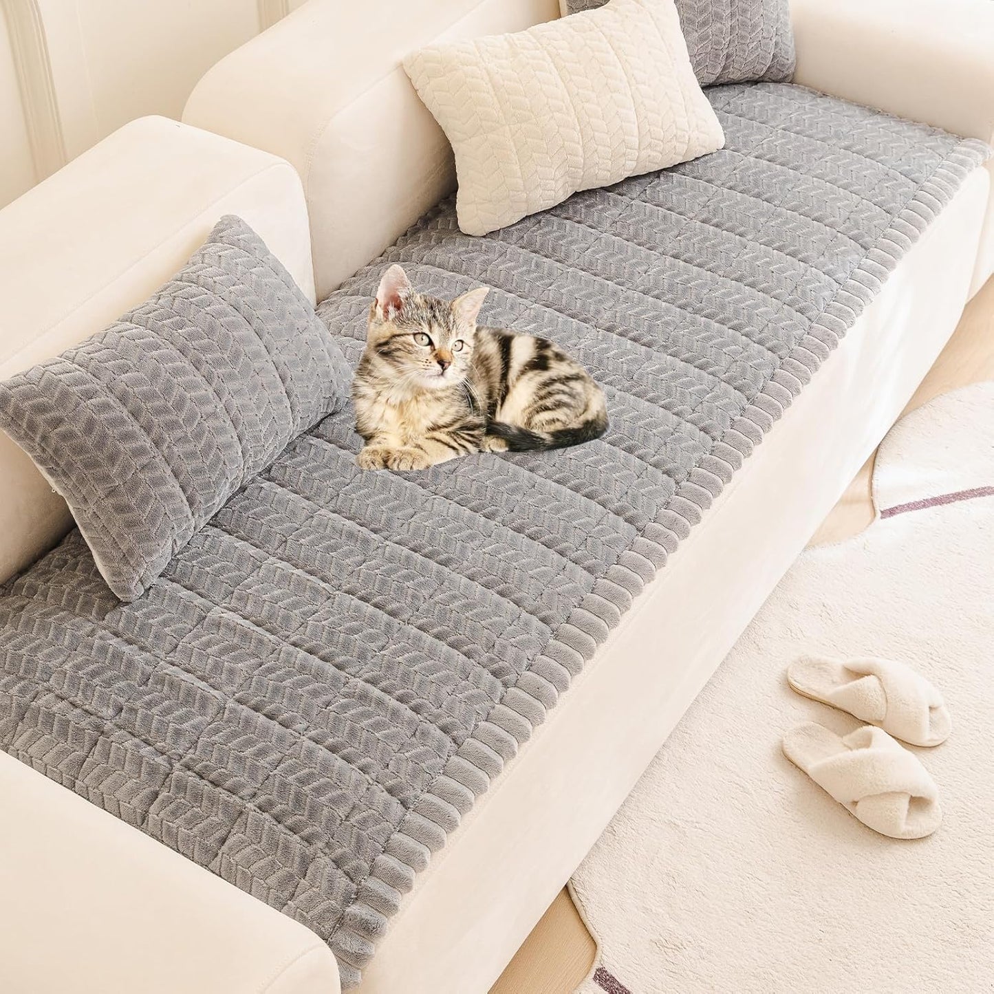 Pet Couch Cover Protector Sofa Covers for Pets Washable Non Slip Couches and Sofas Dog Mat (Grey