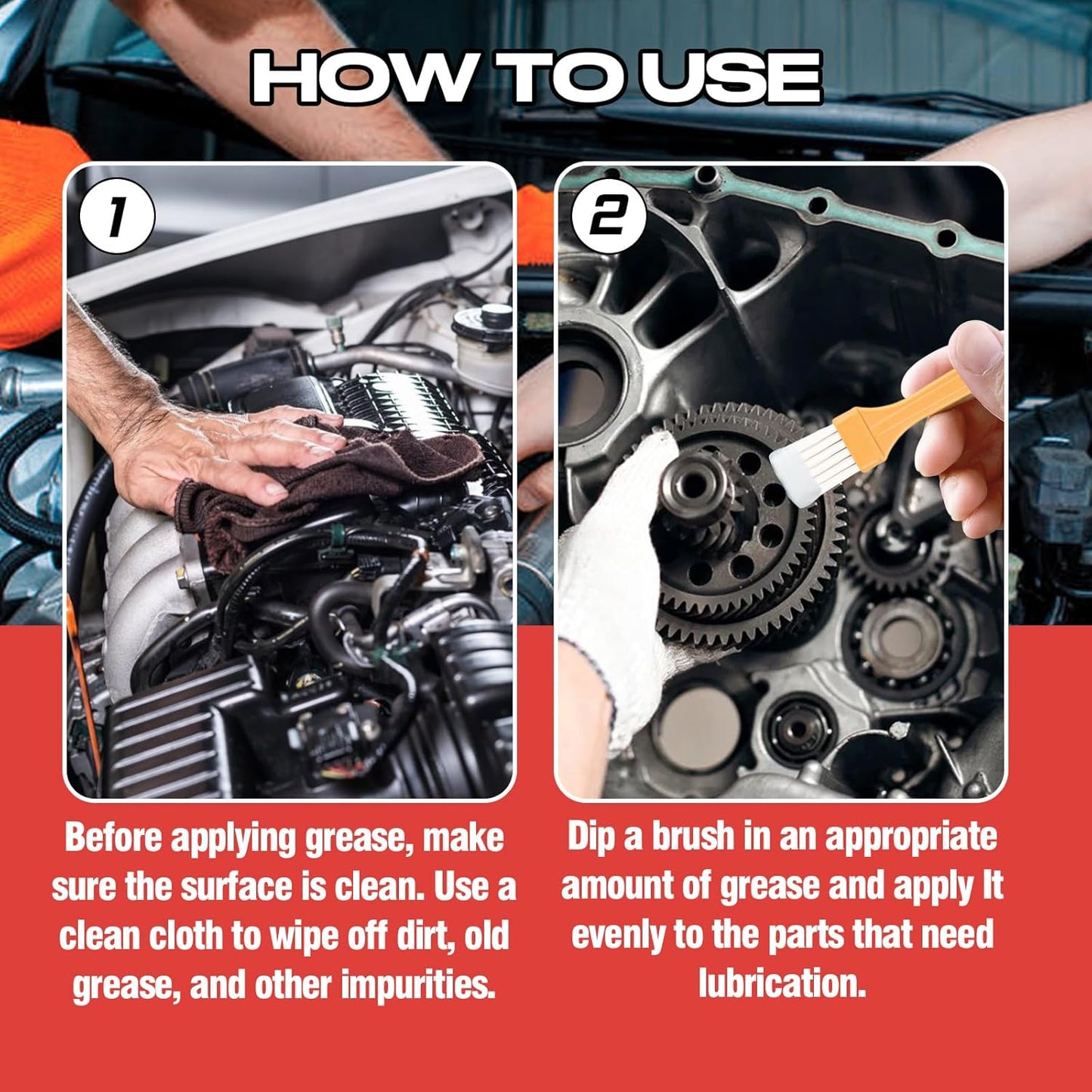 AstraVox White Lithium Grease, Multi-Purpose Lubricant Lithium Grease with Brush for Hinges