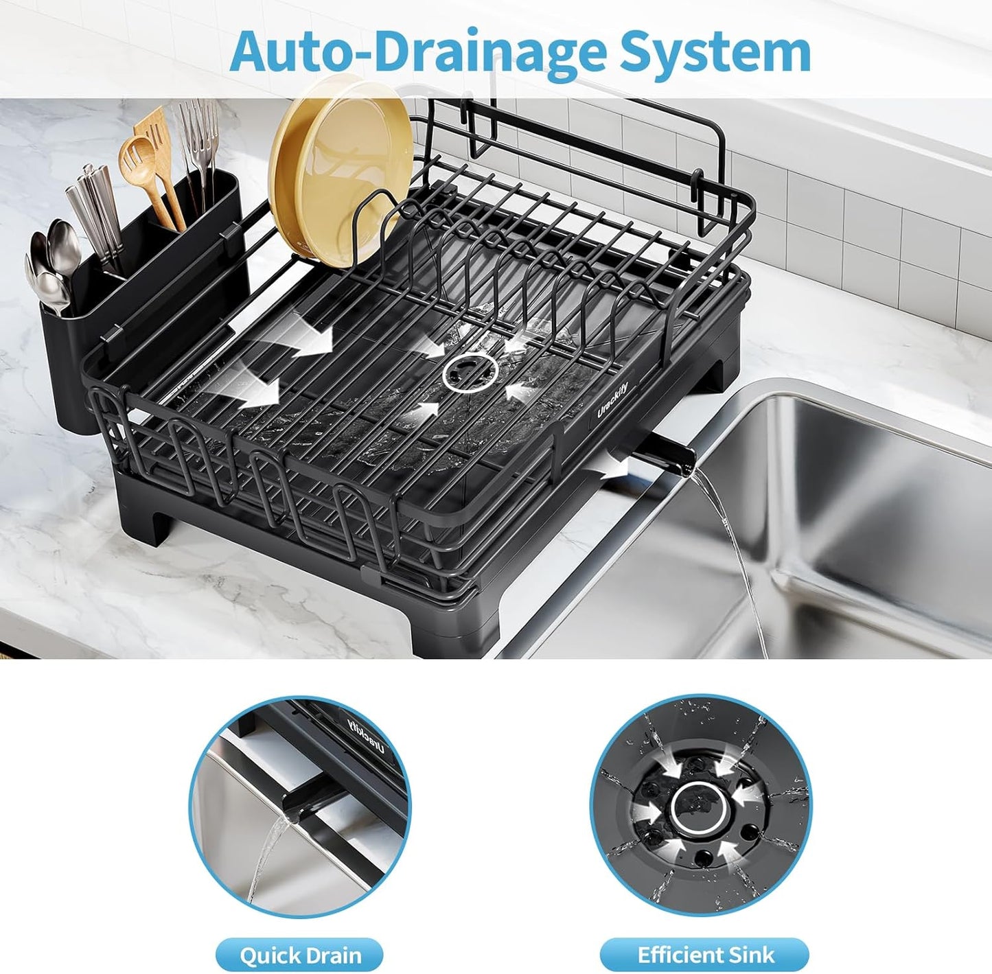 Extendable Dish Drying Rack, 2 in 1 Multifunction Dish Rack for Kitchen Counter, Expandable Dish