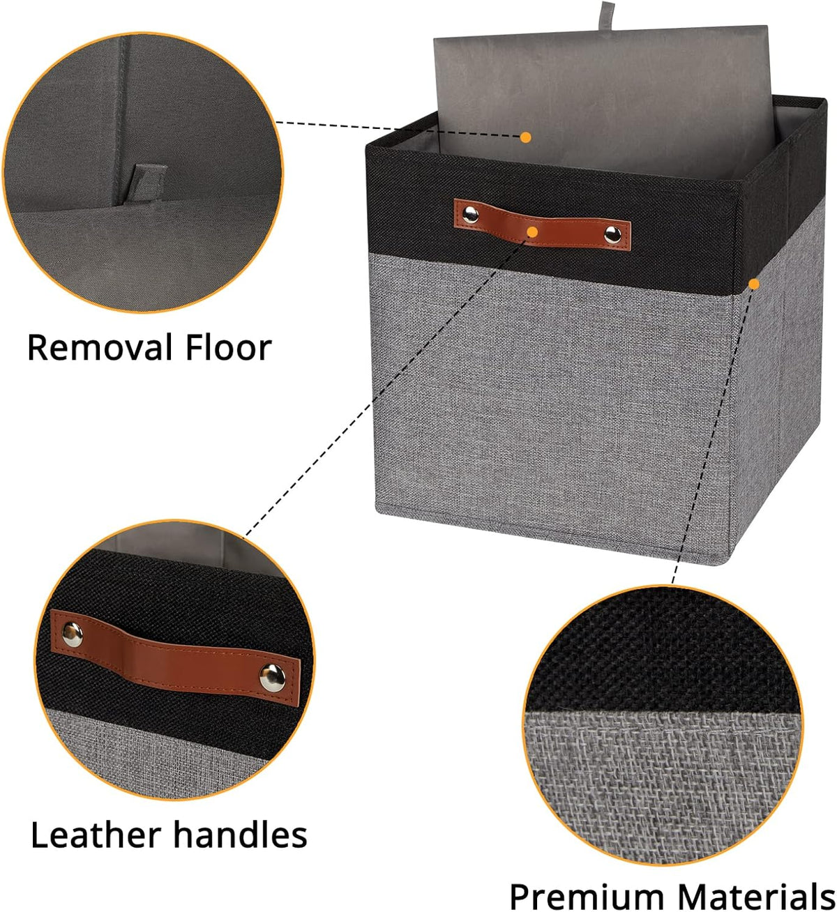 DULLEMELO 13x13 Storage Cubes, Collapsible Sturdy Cube Storage Bins With Handles for