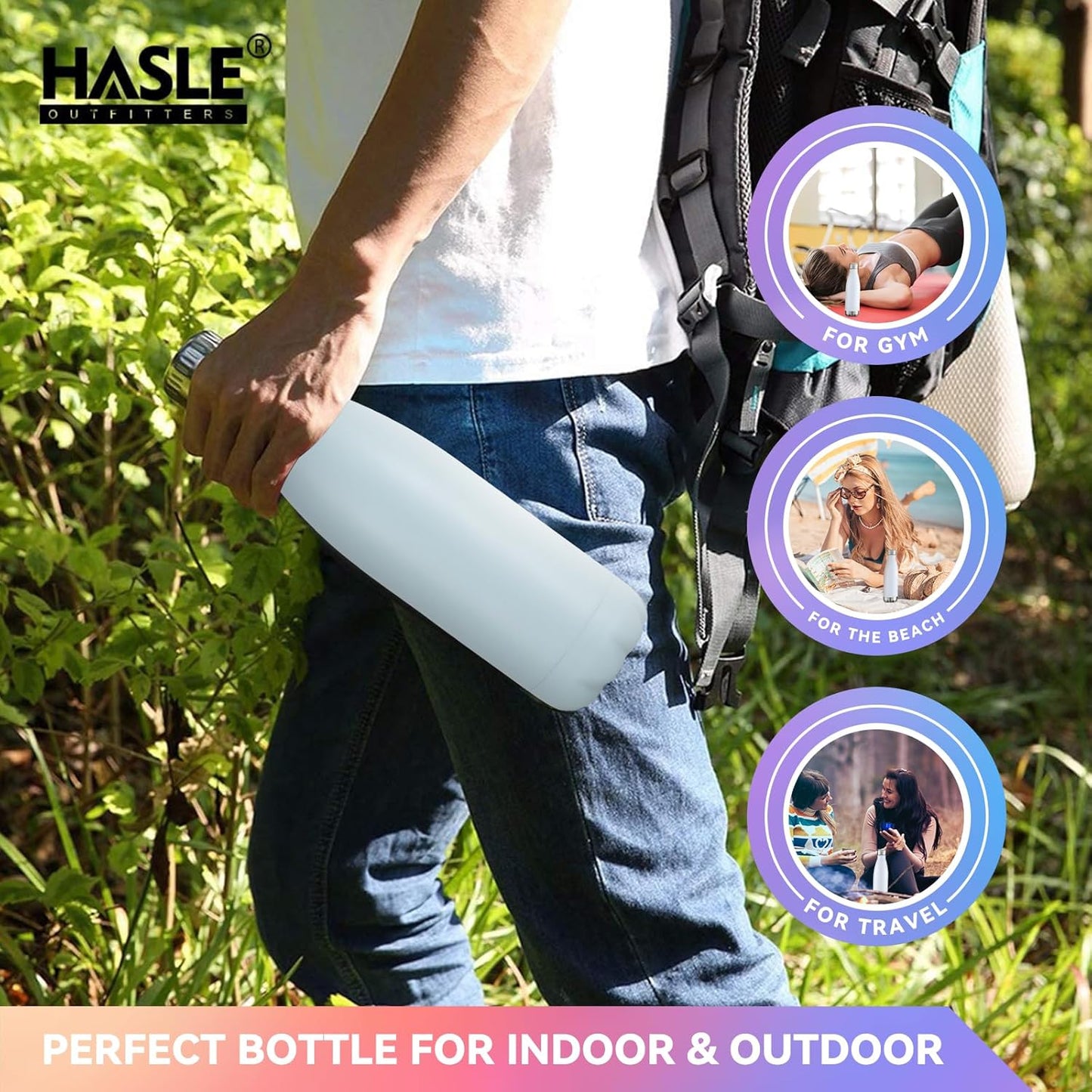 HASLE OUTFITTERS 17oz Stainless Steel Water Bottles, Vacuum Insulated Water Bottles Double Walled