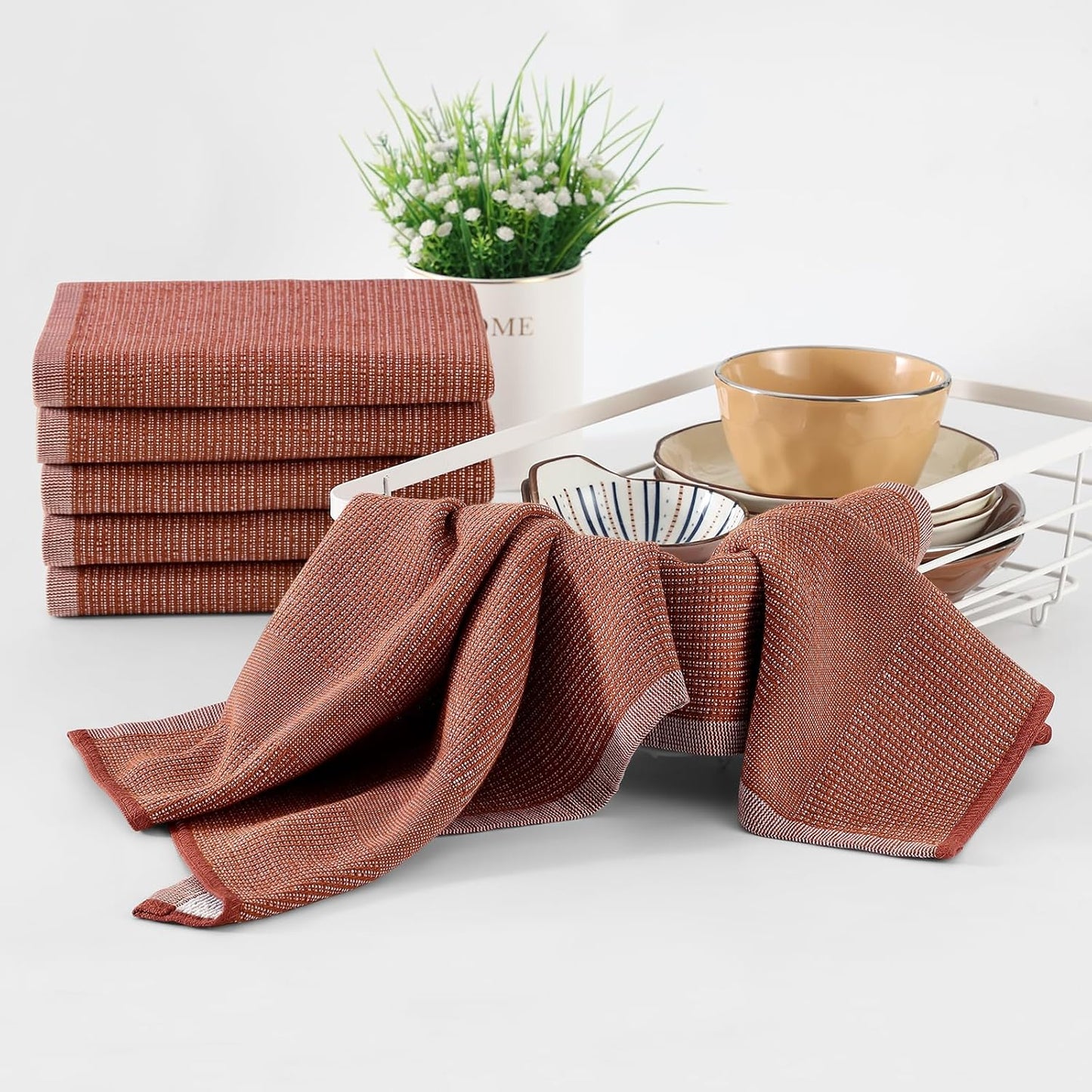 Homaxy Premium Kitchen Towels(18”x 28”, 8 Pack), Large Cotton Kitchen Hand Towels, Flat and Terry