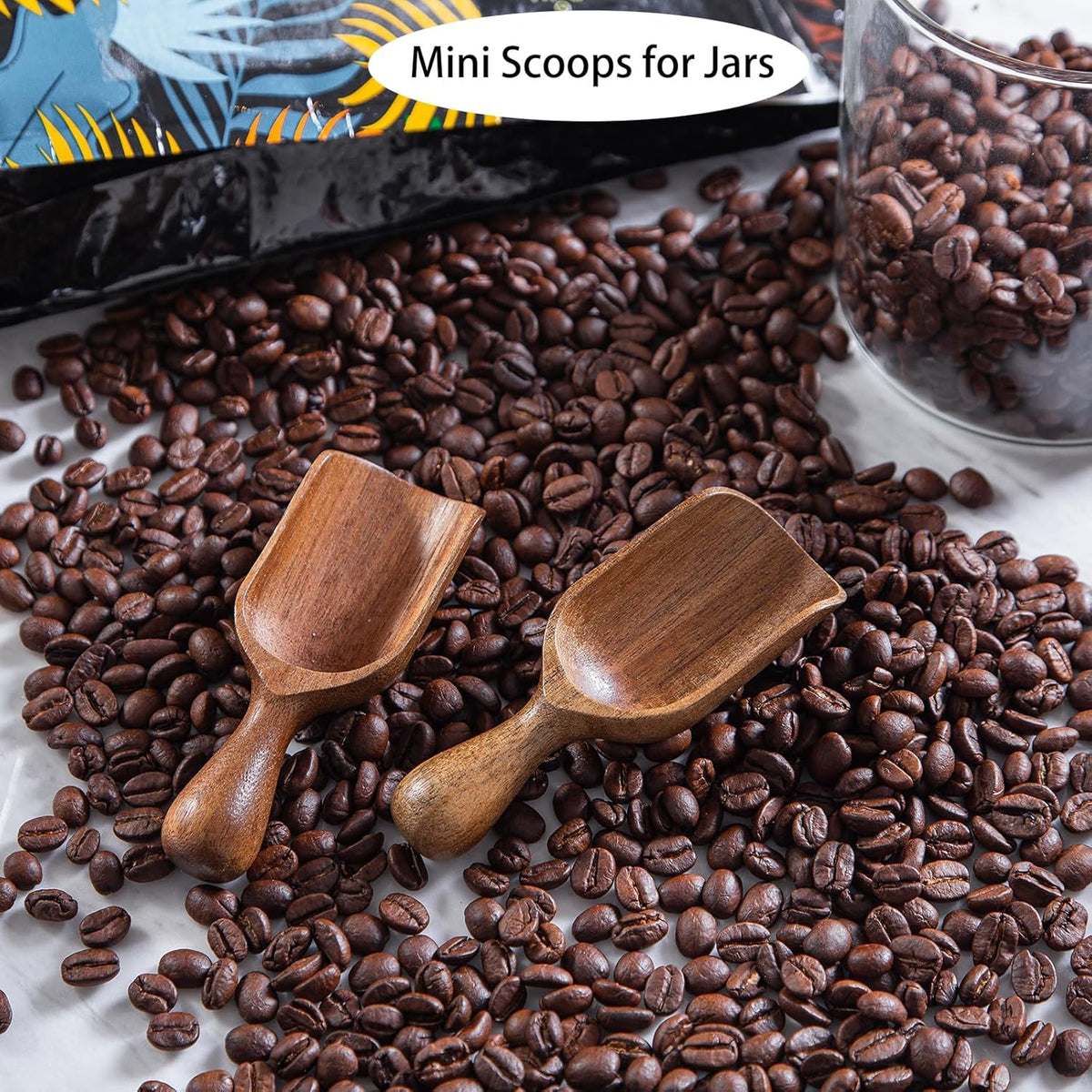 Wooden Scoop for Canisters 6PCS Acacia Wood Scoops for Jars Measuring Spoons for Ground Coffee