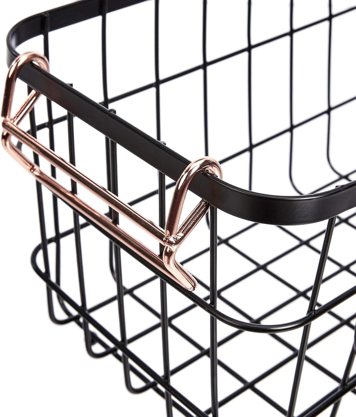Amazon Basics Stackable Metal Wire Rectangular Storage Basket Set For Kitchen or Bathroom, 2 Count