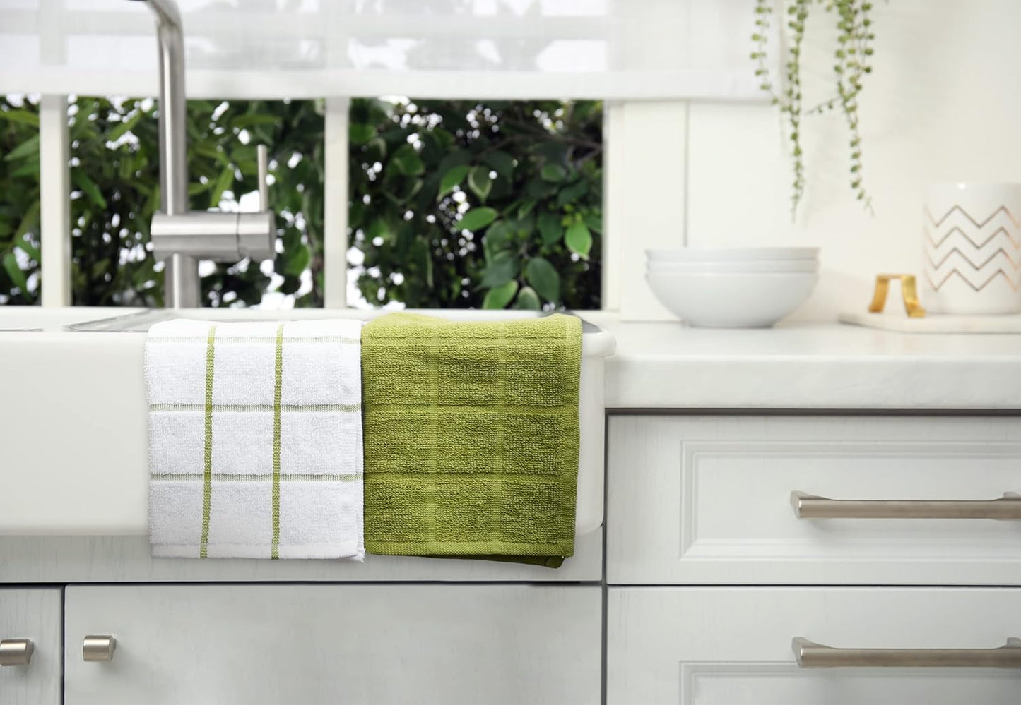 100% Cotton Terry Dish Cloth & Dish Towel, 6 Pack, Super Soft and Absorbent Kitchen Towels, Perfect