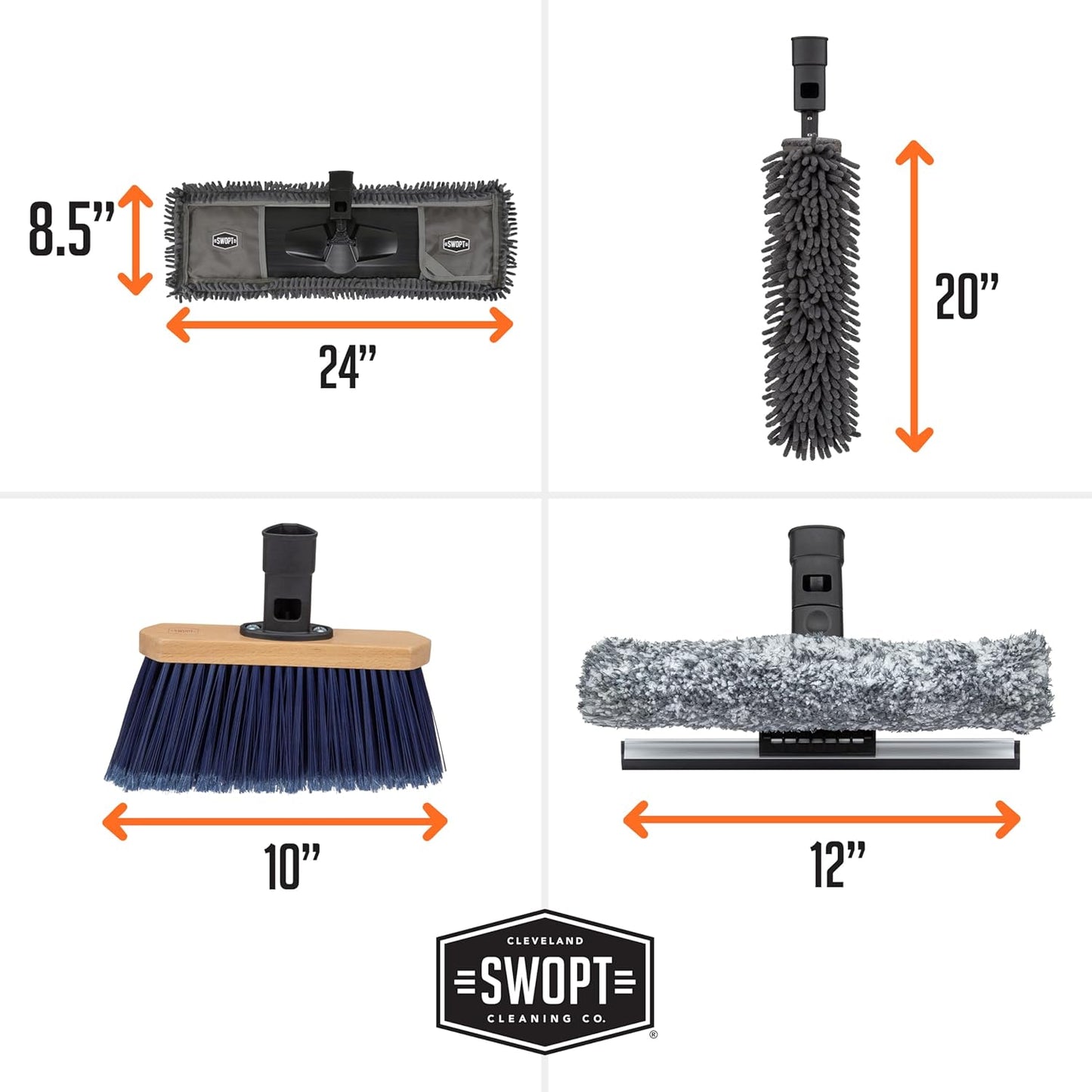 SWOPT 7-Piece Ultimate Indoor Kit — Includes 48” and 60” Wooden Handles, Dust Mop, Cotton Mop