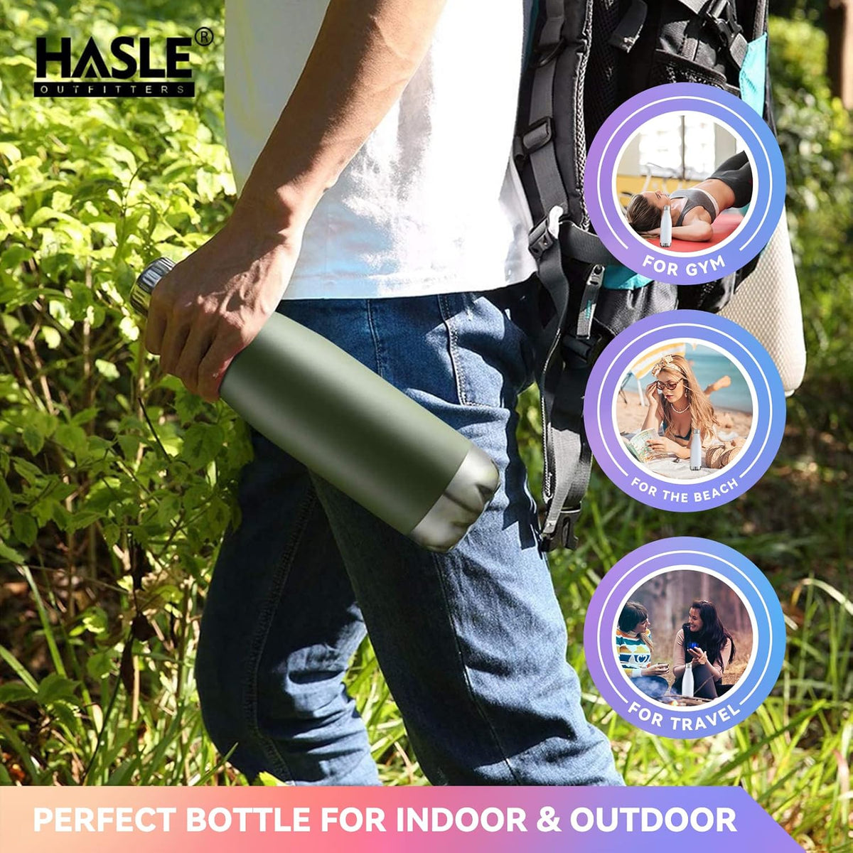 HASLE OUTFITTERS 17oz Stainless Steel Water Bottles Bulk, Vacuum Insulated Double Walled Powder