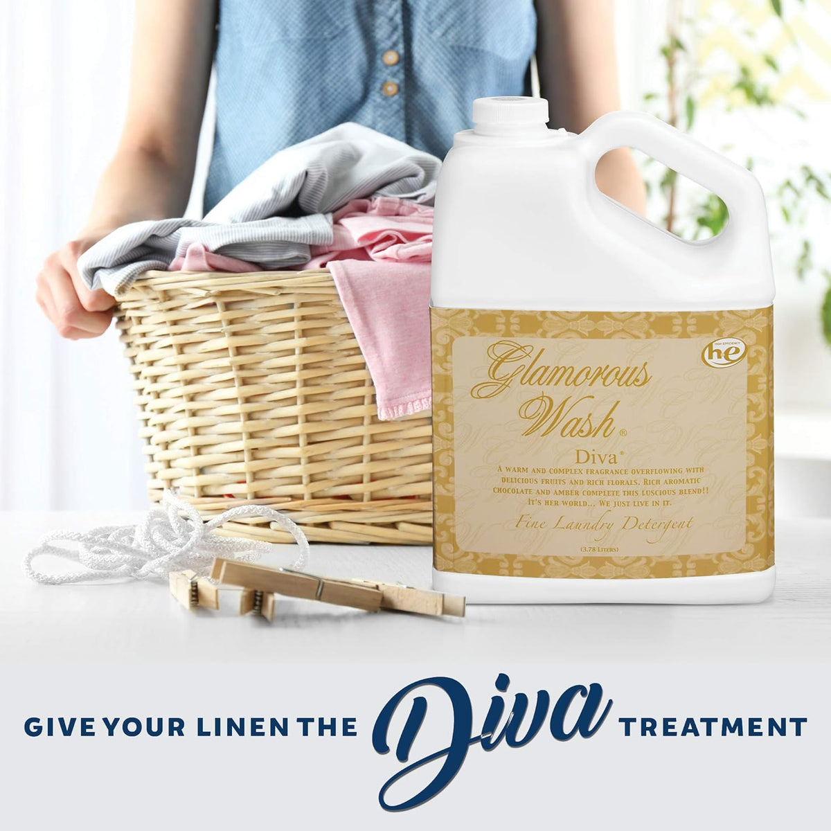 Tyler DIVA Glamorous Wash Laundry Detergent - 1 Gallon - With Olivi Stain Remover Pen - Fresh