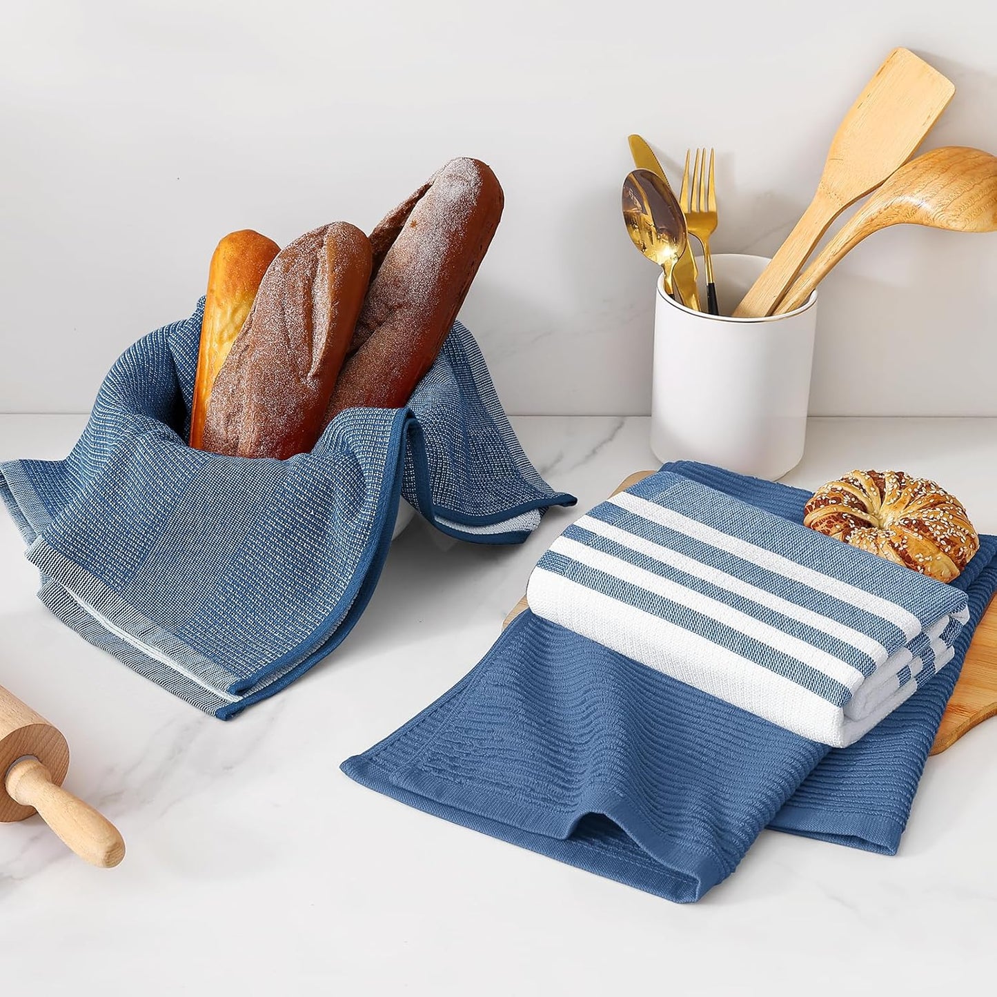 Homaxy Premium Kitchen Towels(18”x 28”, 12 Pack), Large Cotton 380 GSM Kitchen Hand Towels, Soft