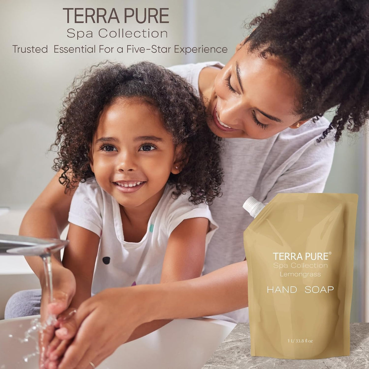 Terra Pure Spa Collection 1 Liter Hand Wash Refill Bag For Soap Dispensers | Bulk Toiletries for