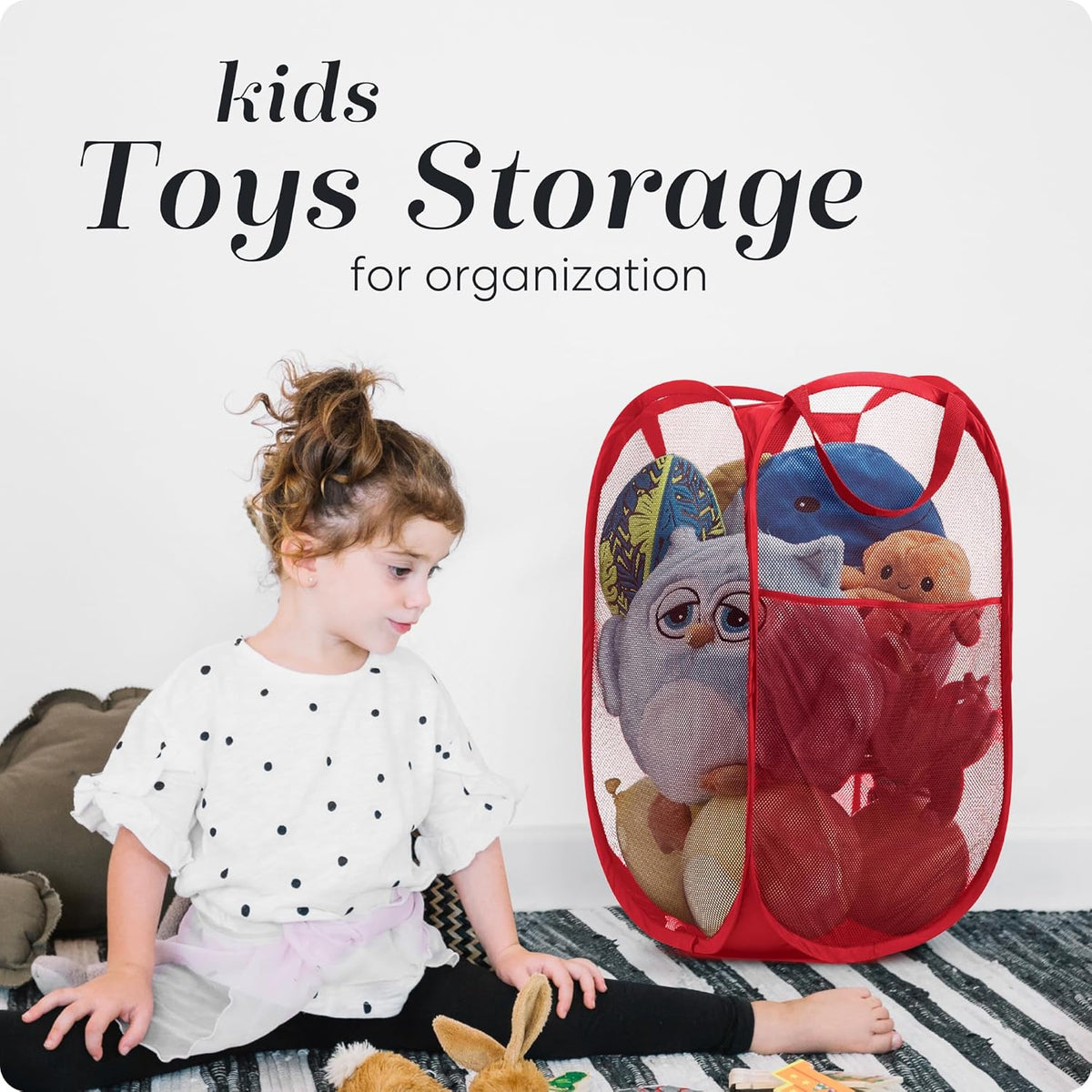 Handy Laundry Collapsible Mesh Pop Up Hamper with Wide Opening and Side Pocket - Breathable