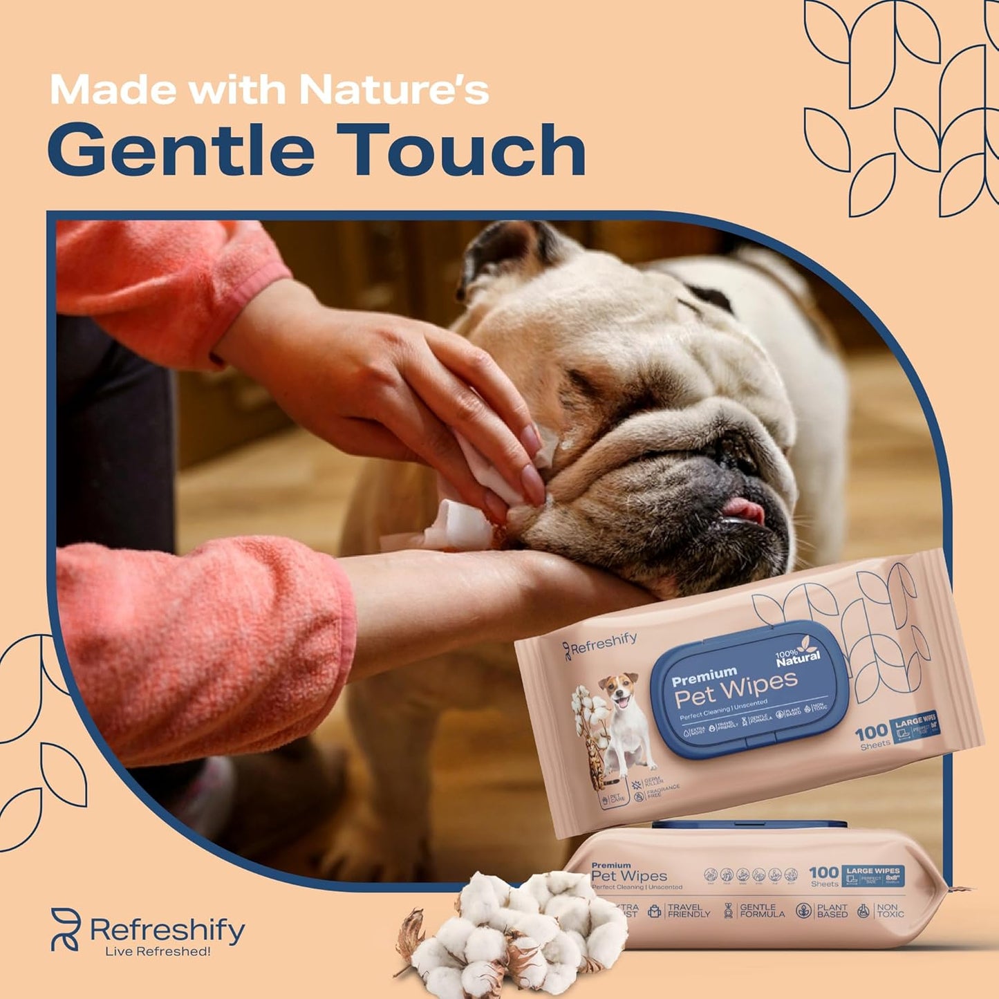 Pet Wipes for Dogs and Cats Plant Based – Unscented (Pack of 400) Dog Wipes for Paws and Butt