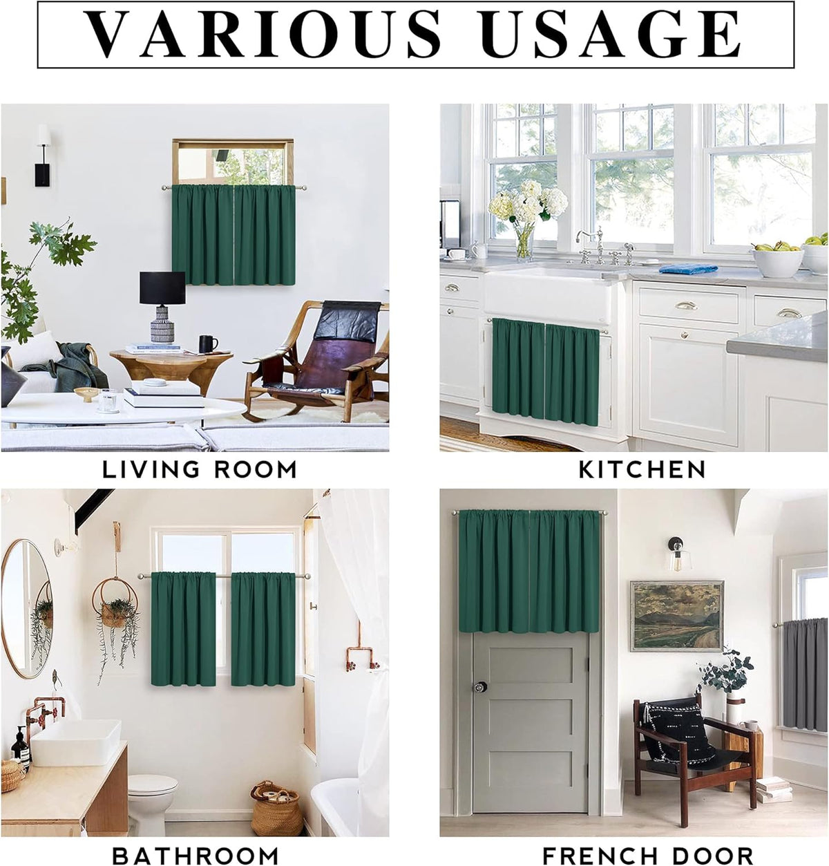 RYB HOME Blackout Curtains for Bathroom - Solid Light Block Blinds Privacy Light Block Drapes for