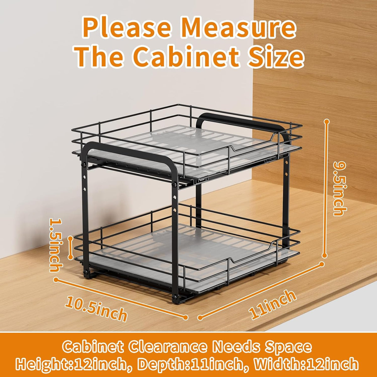 RCHYFEED Spice Organization for Cabinet,2 Tier Pull out Spice Rack Organizer for Inside Cabinets &