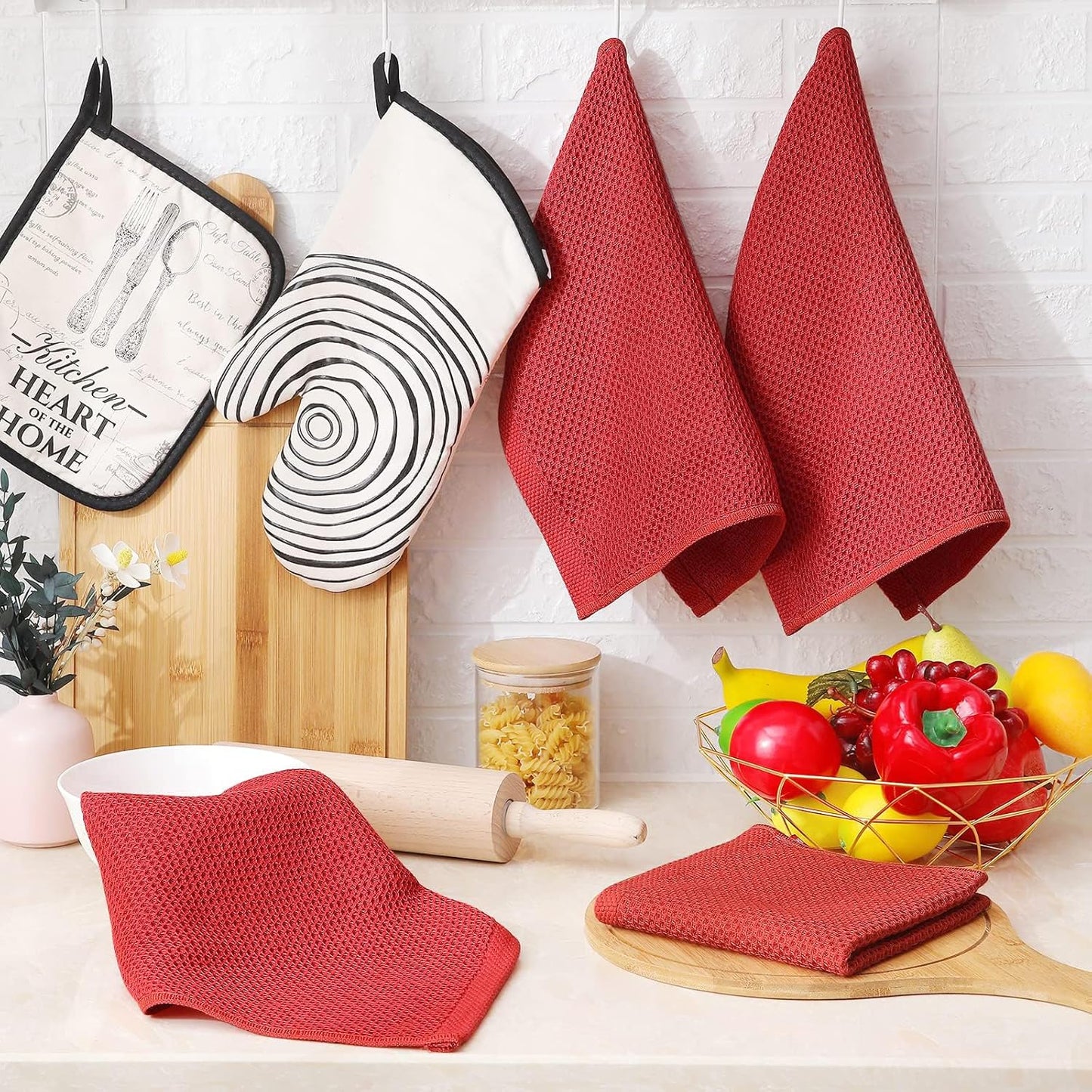 Homaxy 100% Cotton Waffle Weave Kitchen Dish Cloths, Ultra Soft Absorbent Quick Drying Dish Towels