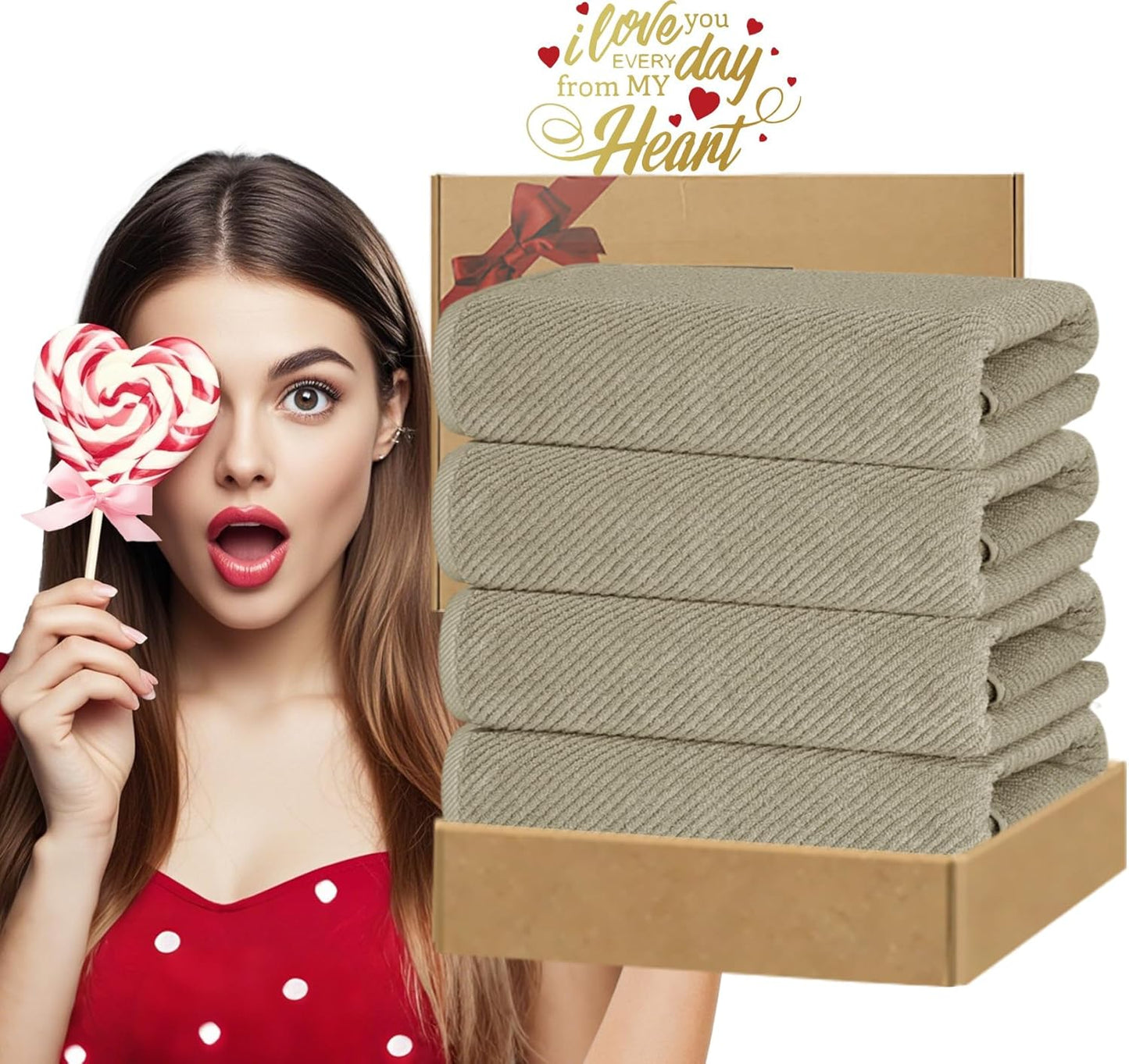 VOOVA & MOVAS Bath Towels Set of 4, Large 30" x 56" - 100% Cotton | Quick Dry | Light Weight |