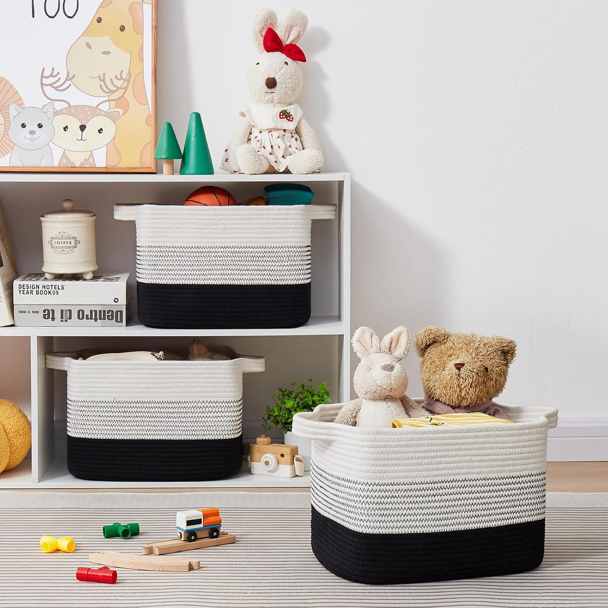 Storage Baskets for Organizing, Woven Baskets for Shelves, Rectangle Decorative Organizer for