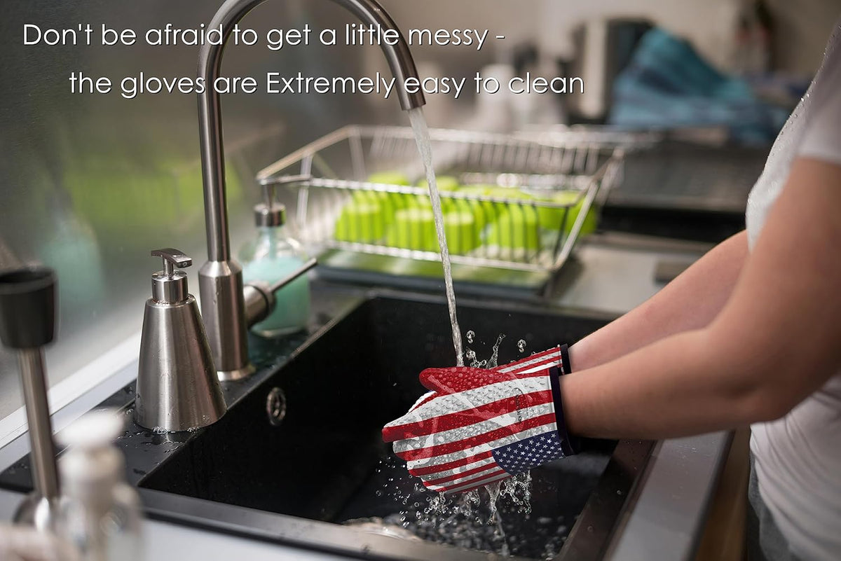 KITCHEN PERFECTION Silicone Smoker Oven Gloves -Extreme Heat Resistant BBQ Gloves -Handle Hot Food
