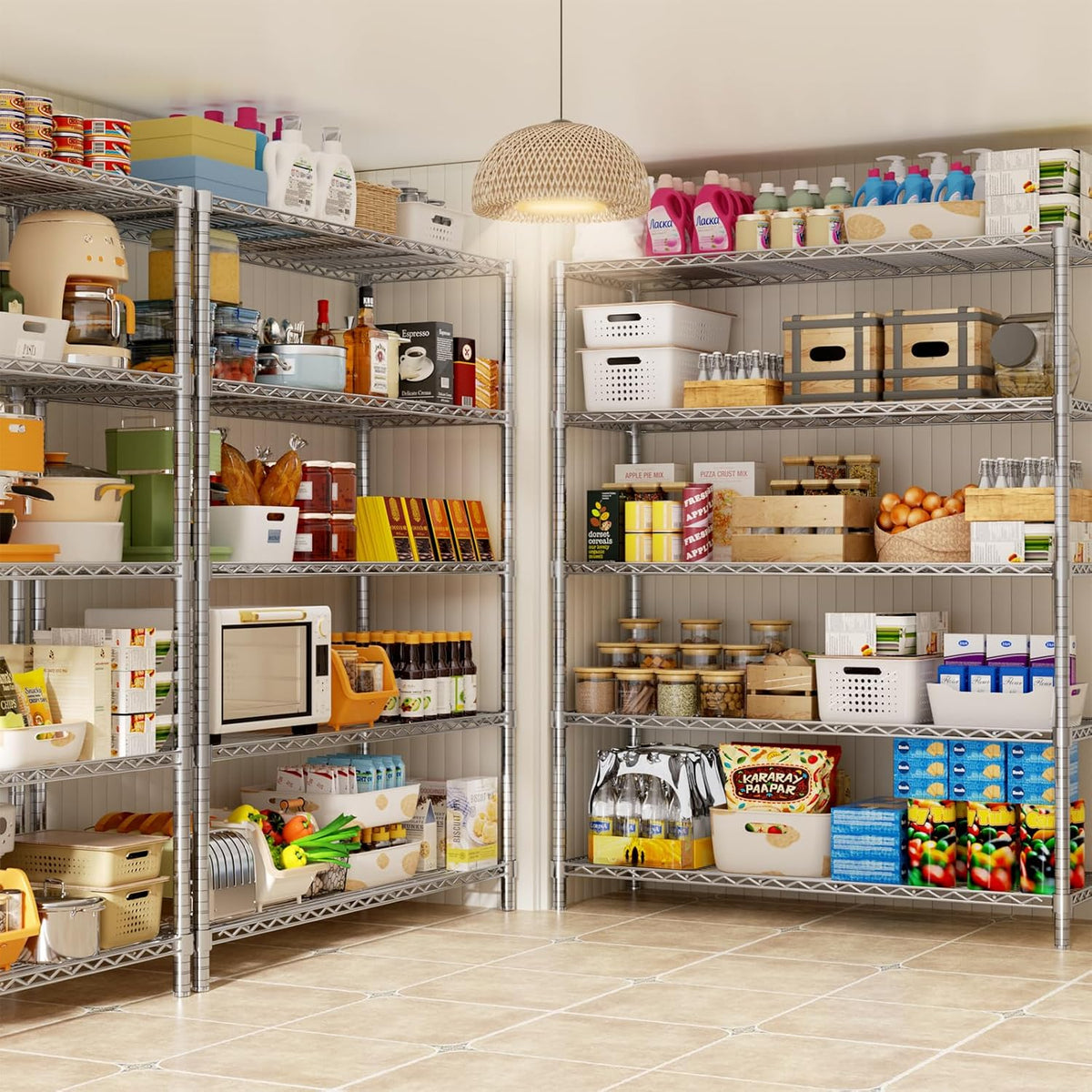 Storage Shelves, 48" L x 20" W x 72" H Heavy Duty Garage Wire Shelving Unit Loads 2000LBS, 5-Tier