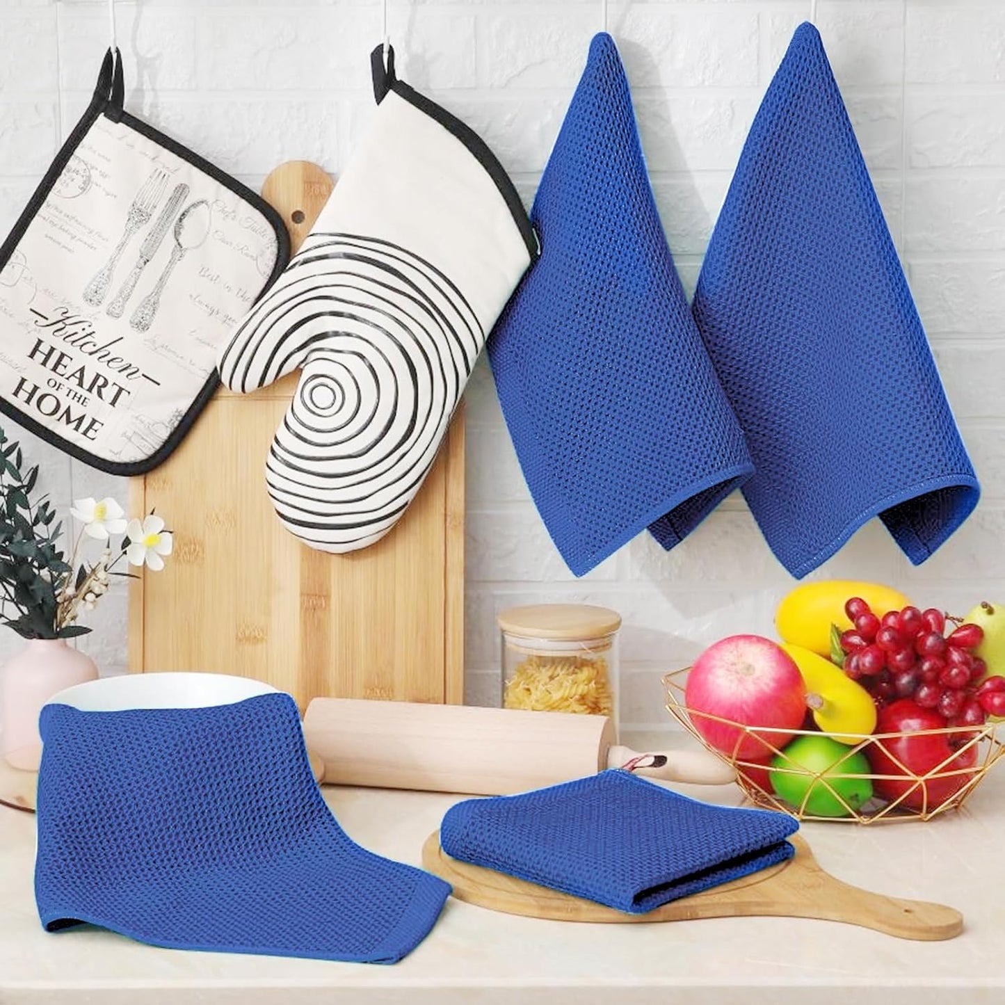 Homaxy 100% Cotton Waffle Weave Kitchen Dish Cloths, Ultra Soft Absorbent Quick Drying Dish Towels