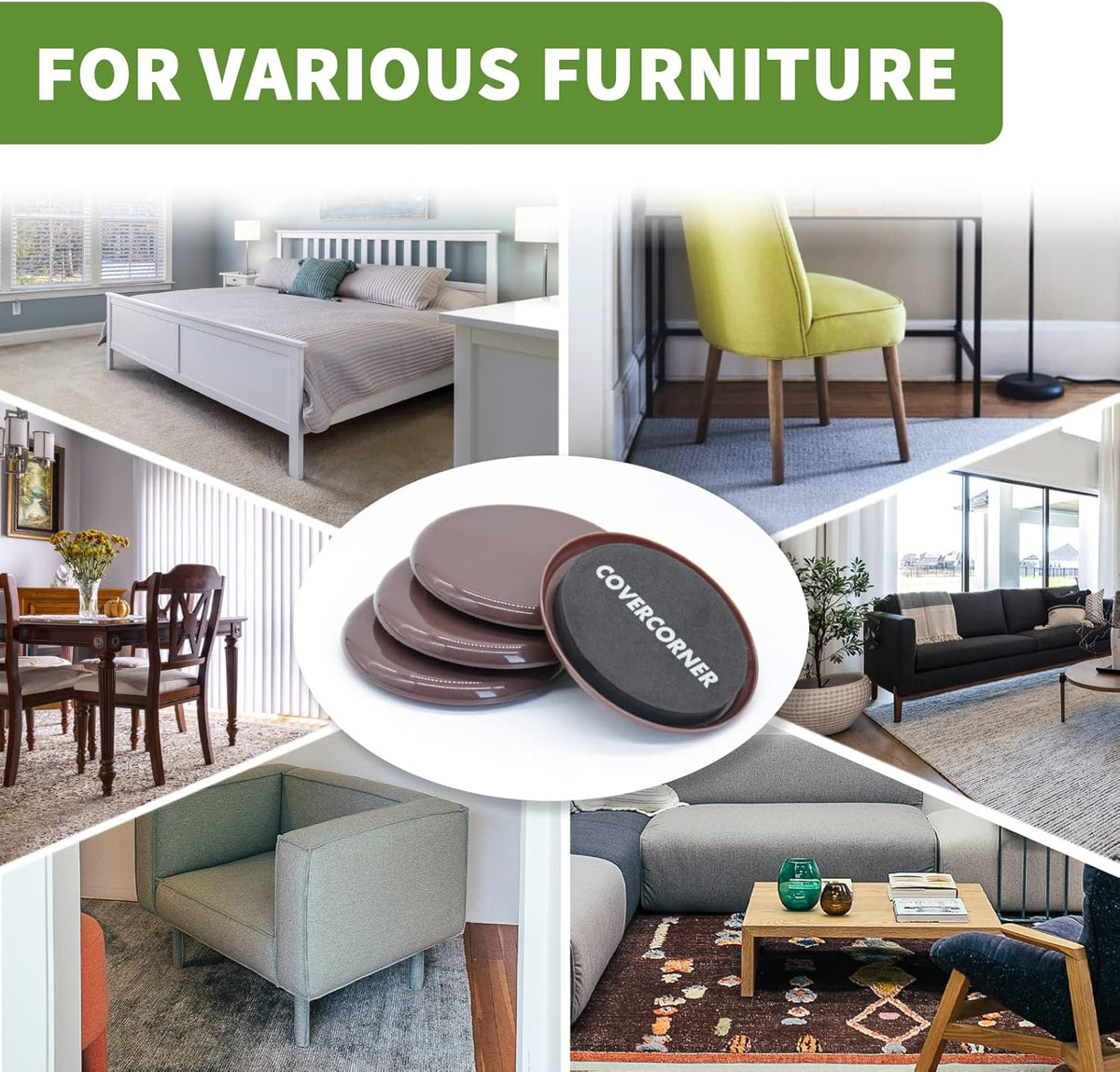 Furniture Sliders for Carpet 16 PCS - 3 1/2 inch Sliders for Moving Furniture – Appliance Slider