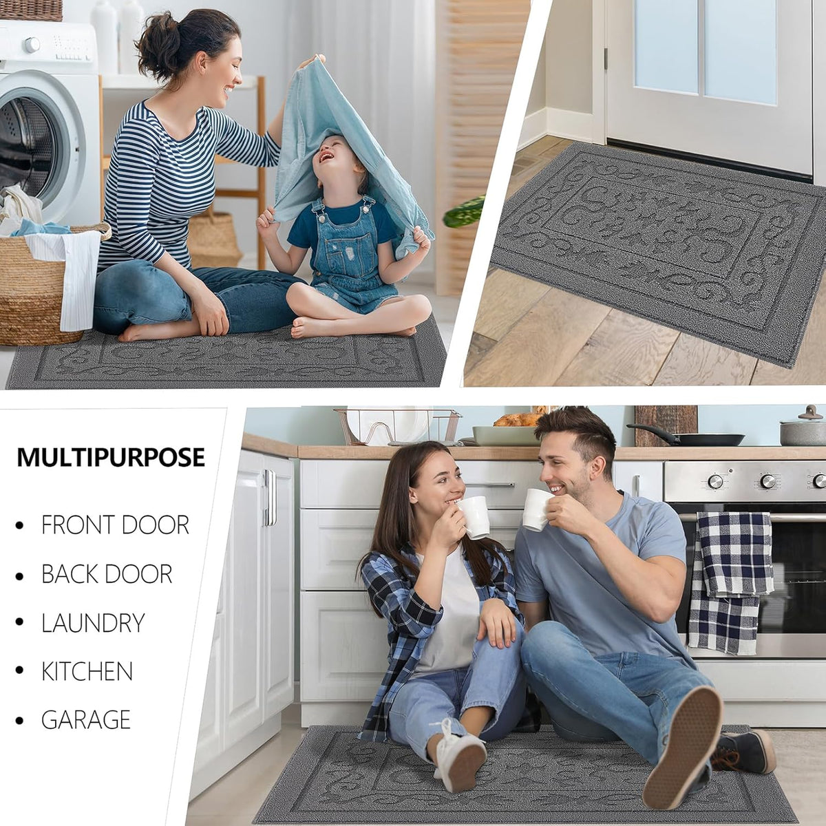 FONEYI Indoor Door Mat 20" x 32", Dirt Trapper Door Mats Non-Slip Entryway Rugs Washable, Absorbent