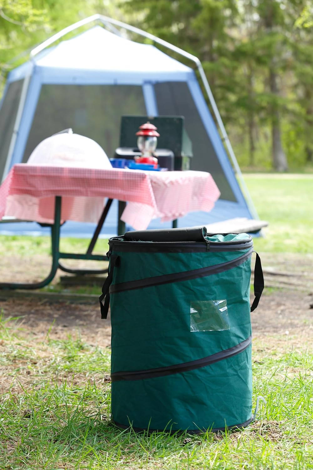 Coghlan's Deluxe Durable Pop-Up Trash Can – Collapsible Garbage Bin with Zippered Lid, Bag Clips