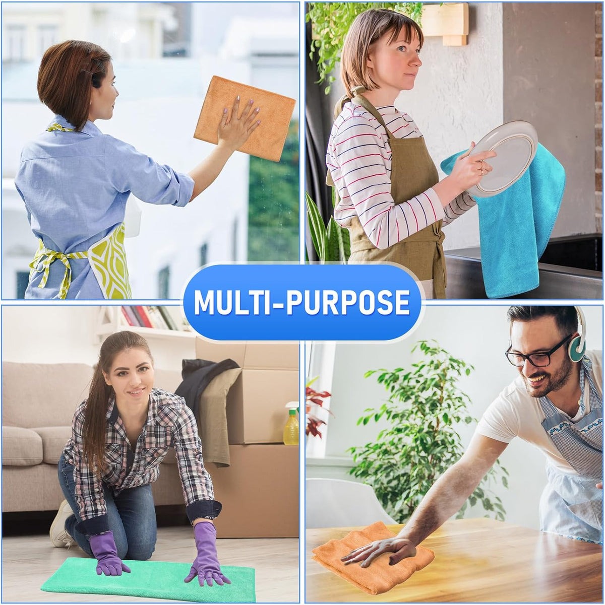 Newwiee 3 Pcs Extra Large Microfiber Cleaning Cloth 30" x 20" Washable Reusable Microfiber Towel