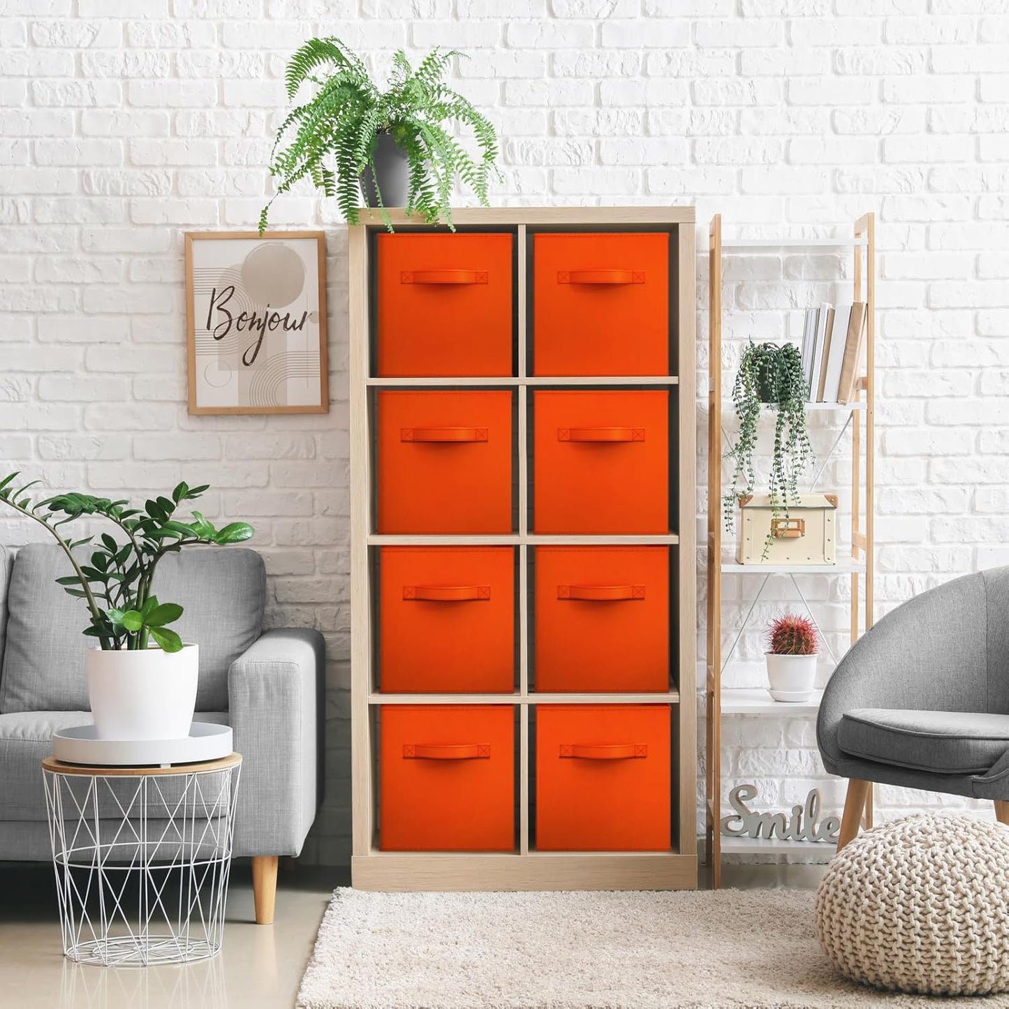 Sorbus 13 Inch Storage Bins - Sturdy Collapsible Fabric Storage Cubes with Handle - 8 Foldable