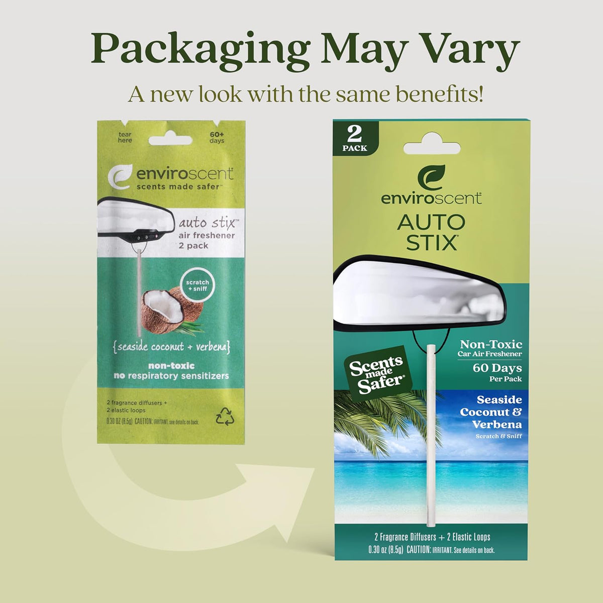 Enviroscent Non-Toxic Car Air Freshener (Seaside Coconut & Verbena) Natural Car Air Freshener |