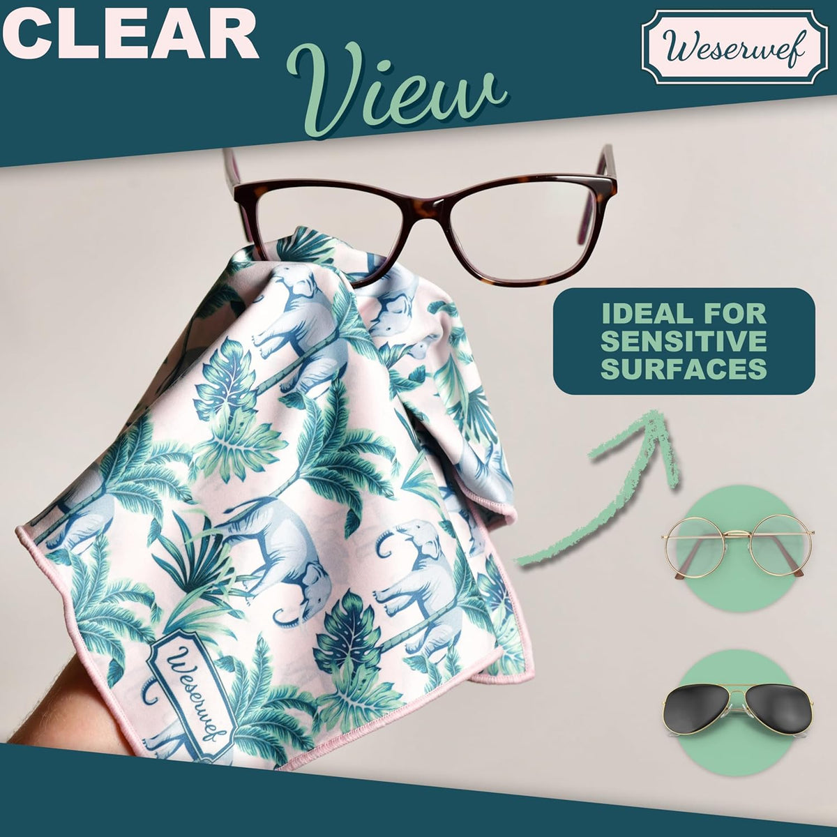 WESERWEF Design Microfiber Glasses Cleaning Cloth – Premium Cleaning Cloth for Eyeglasses, Screens