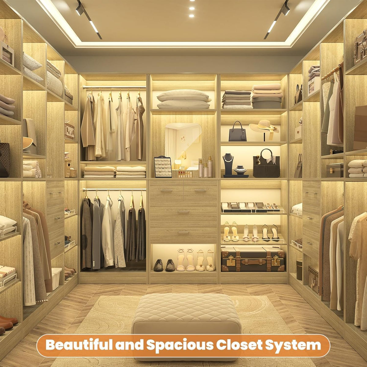Unikito 25” Closet System, Freestanding Closets Organizer Wardrobe with Hanging Rods and Shelves