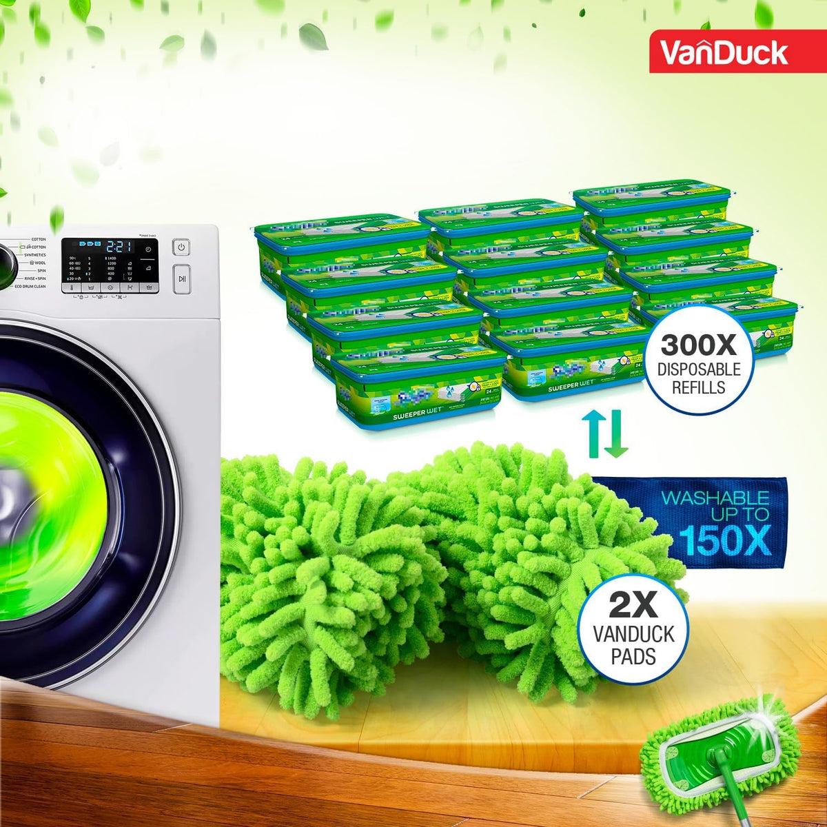 VanDuck Dust Mop Refill Compatible with Swiffer Sweeper (4 Pack) - Microfiber Pet Heavy Duty Dry
