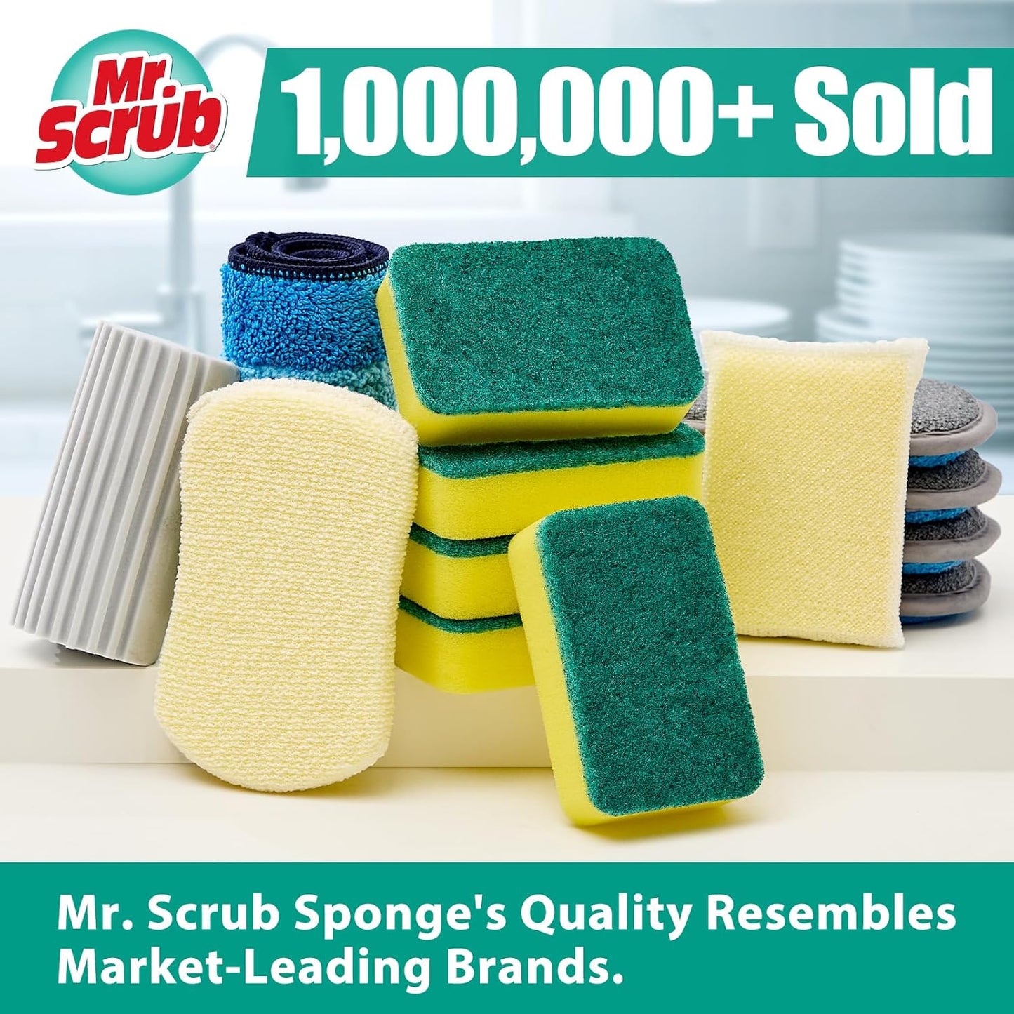 Sponges Kitchen Scrub Dish Sponge Scouring Pad, 12 Pack Cleaning Brush Scrubber Supplies for Soap