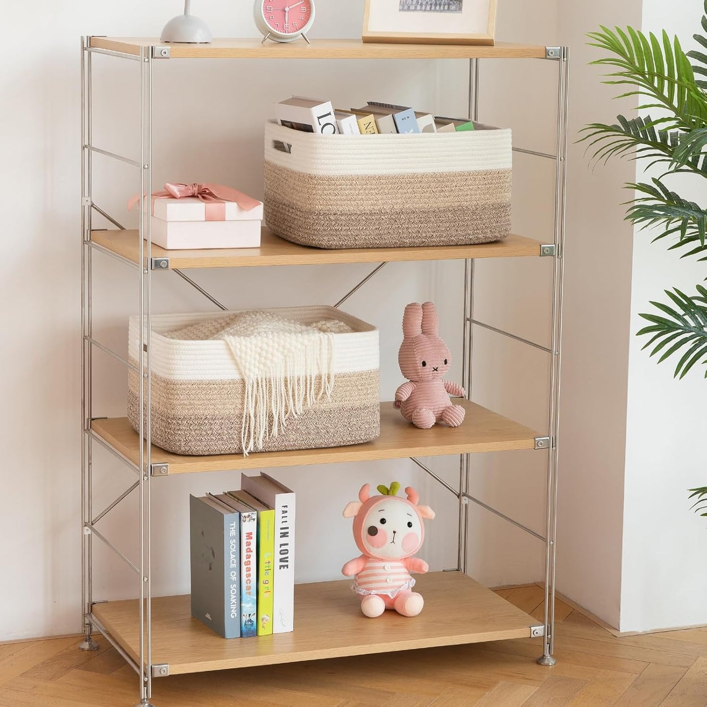 Large Storage Basket for Organizing, Woven Rope Basket for Shelves, Closet Organizer Bins for