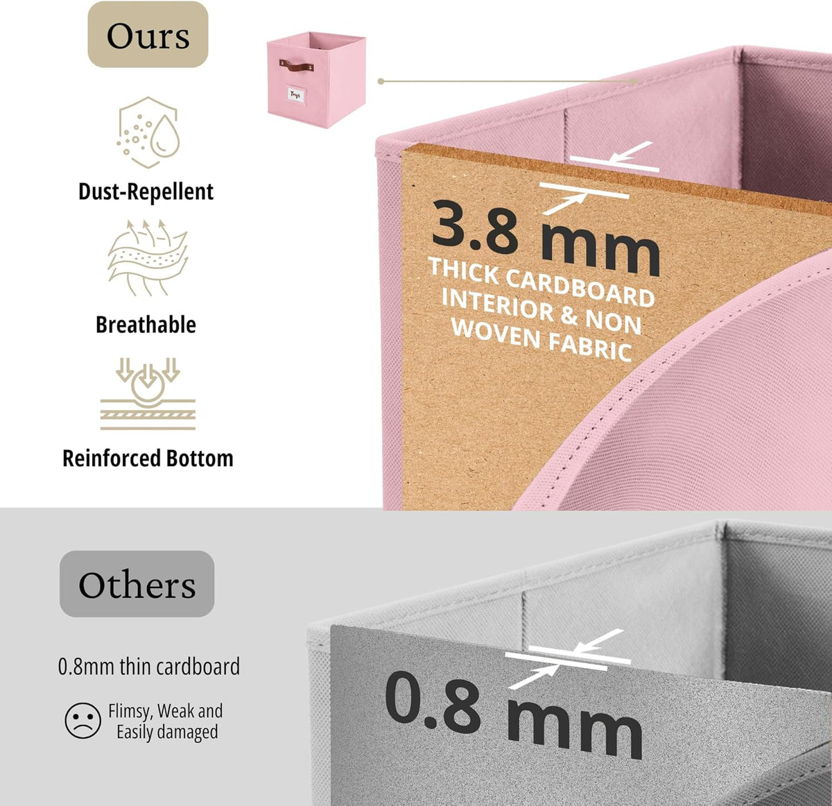 DECOMOMO Storage Bins, Cube Storage Bin with Labels, Fabric Storage Cubes for Shelves (10.5" x 11"