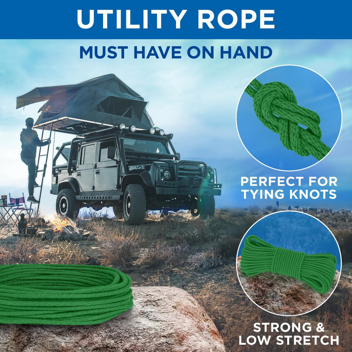 TECEUM Cotton Rope 3/16” (5 mm) – 100 FT – Strong All-Purpose Braided Rope – Natural Cotton – for