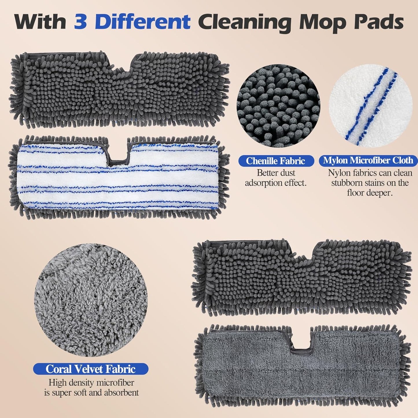 Two Sided Dust Mop Floor Cleaning System, MASTERTOP 360 Microfiber Mop with Stainless Steel