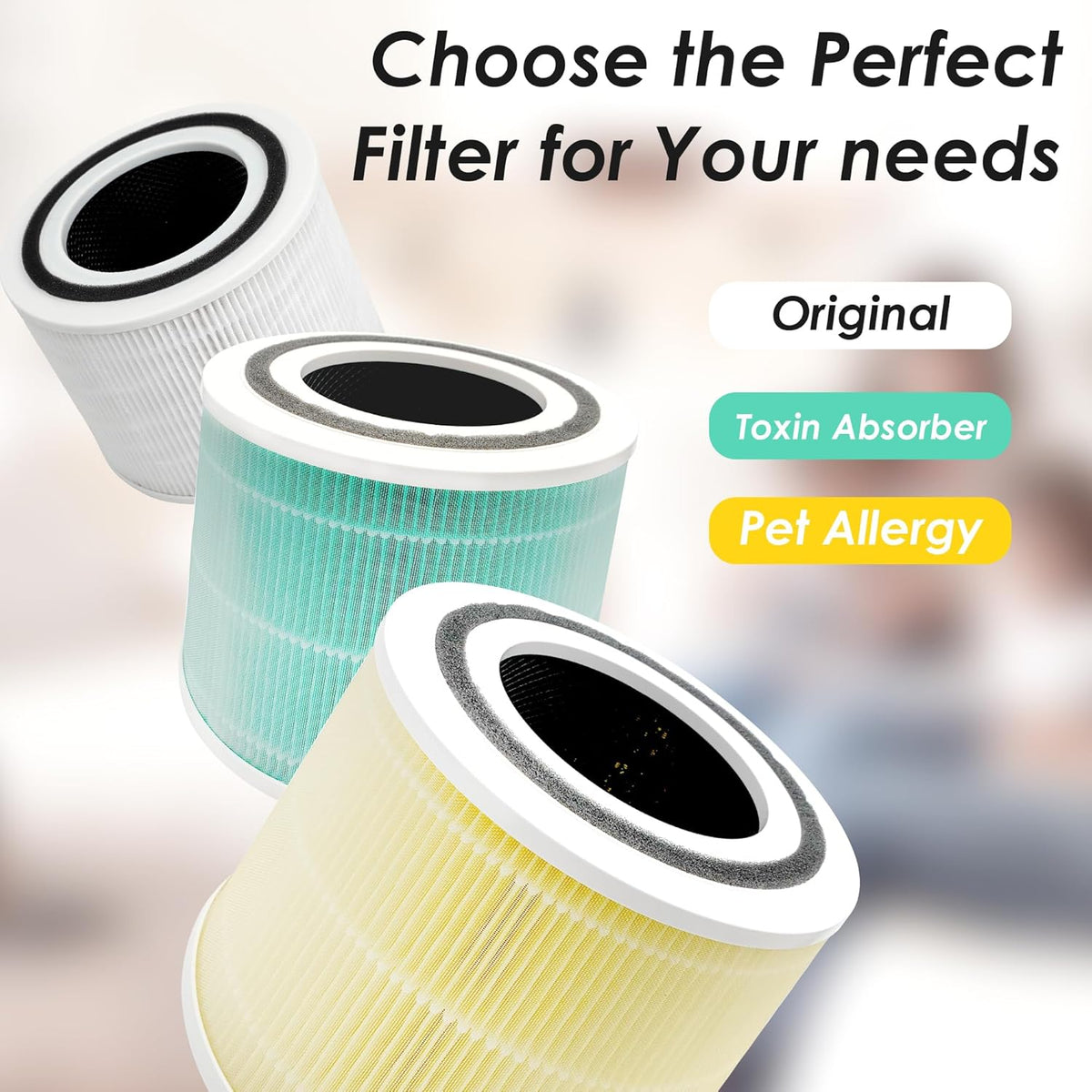 Flintar Core 300 Pet Allergy Replacement Filters, Made in TAIWAN, Compatible with LEVOIT Core 300