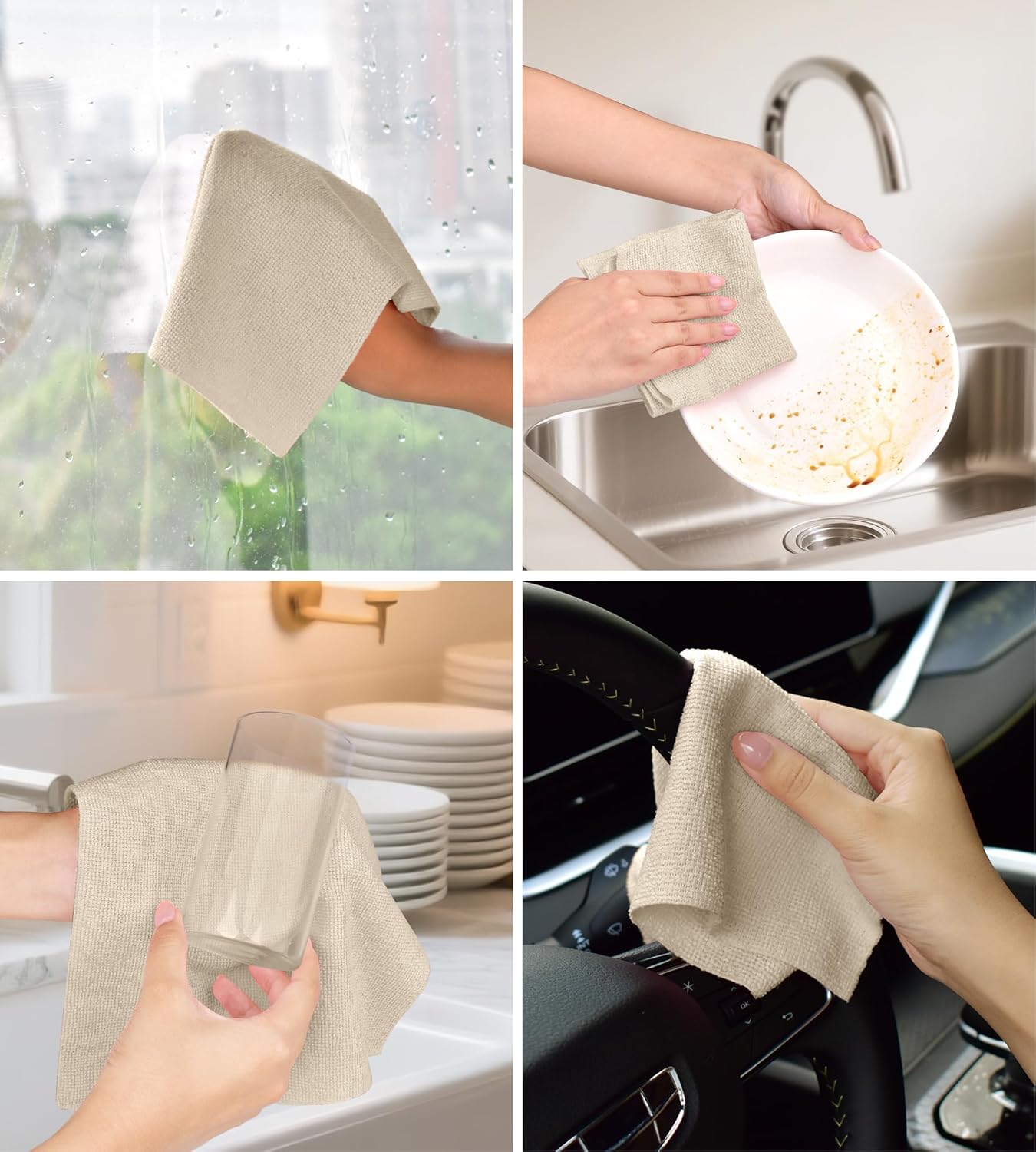 Roll of Microfiber Cleaning Cloth –100 Pack, Tear Away Microfiber Towels, Reusable, Washable