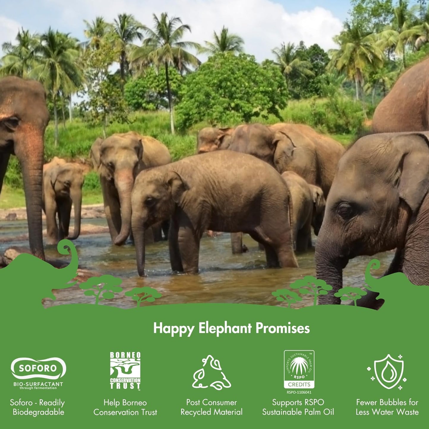 Happy Elephant Fabric Softener, White Tea & Fig Scent, Natural Biodegradable Liquid Fabric