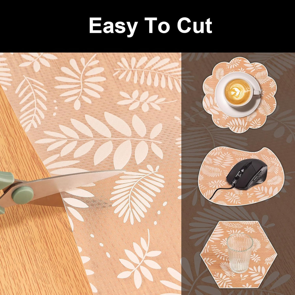 Cooyes Shelf Liners for Kitchen Cabinets Waterproof & Oil-Proof Kitchen Cupboard Mats Non-Slip